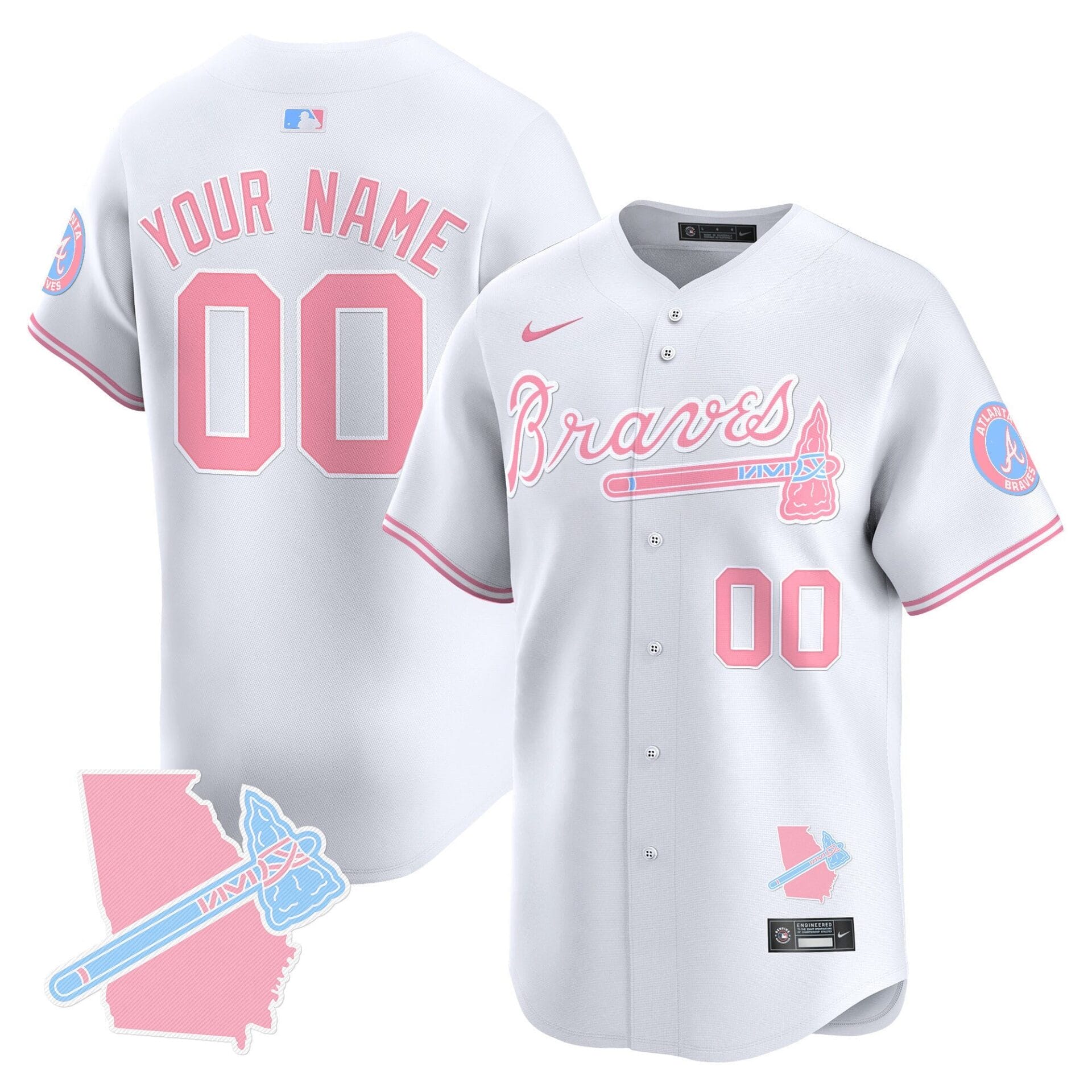 Atlanta Braves Bubblegum Pink Vapor Premier Limited Custom Jersey - All Stitched - Image 2