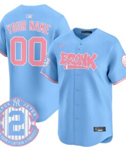Alternative view of Yankees The Bronx Graffiti Bubblegum Pink Vapor Premier Limited Custom Jersey - All Stitched