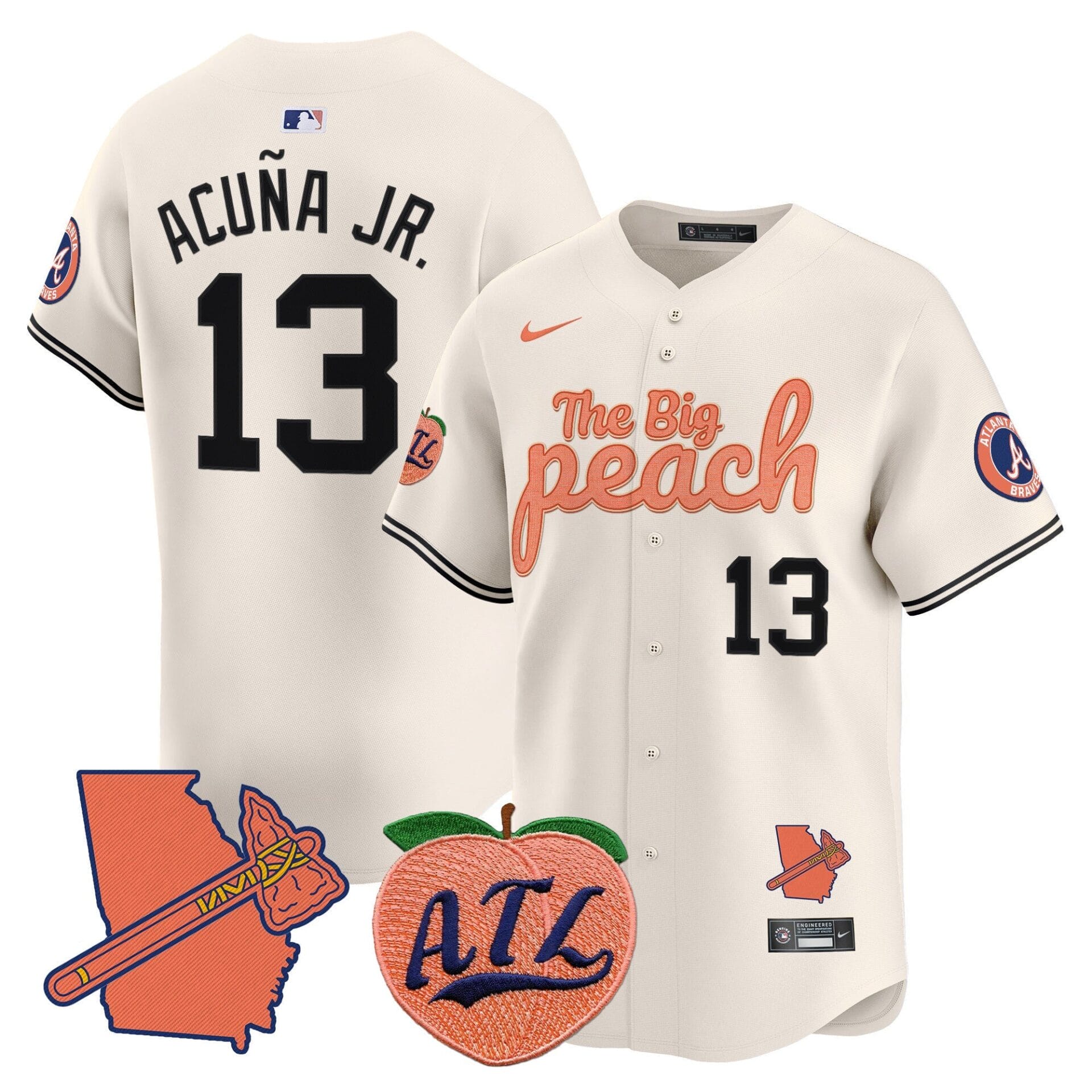 Atlanta Braves The Big Peach Vapor Premier Limited Jersey V3 - All Stitched - Image 10