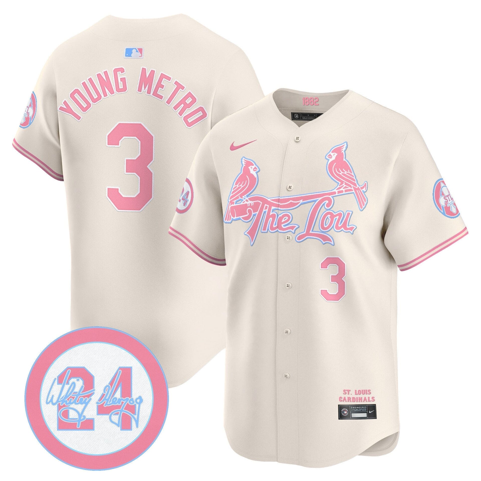 St. Louis Cardinals Bubblegum Pink Vapor Premier Limited Jersey - All Stitched - Image 25