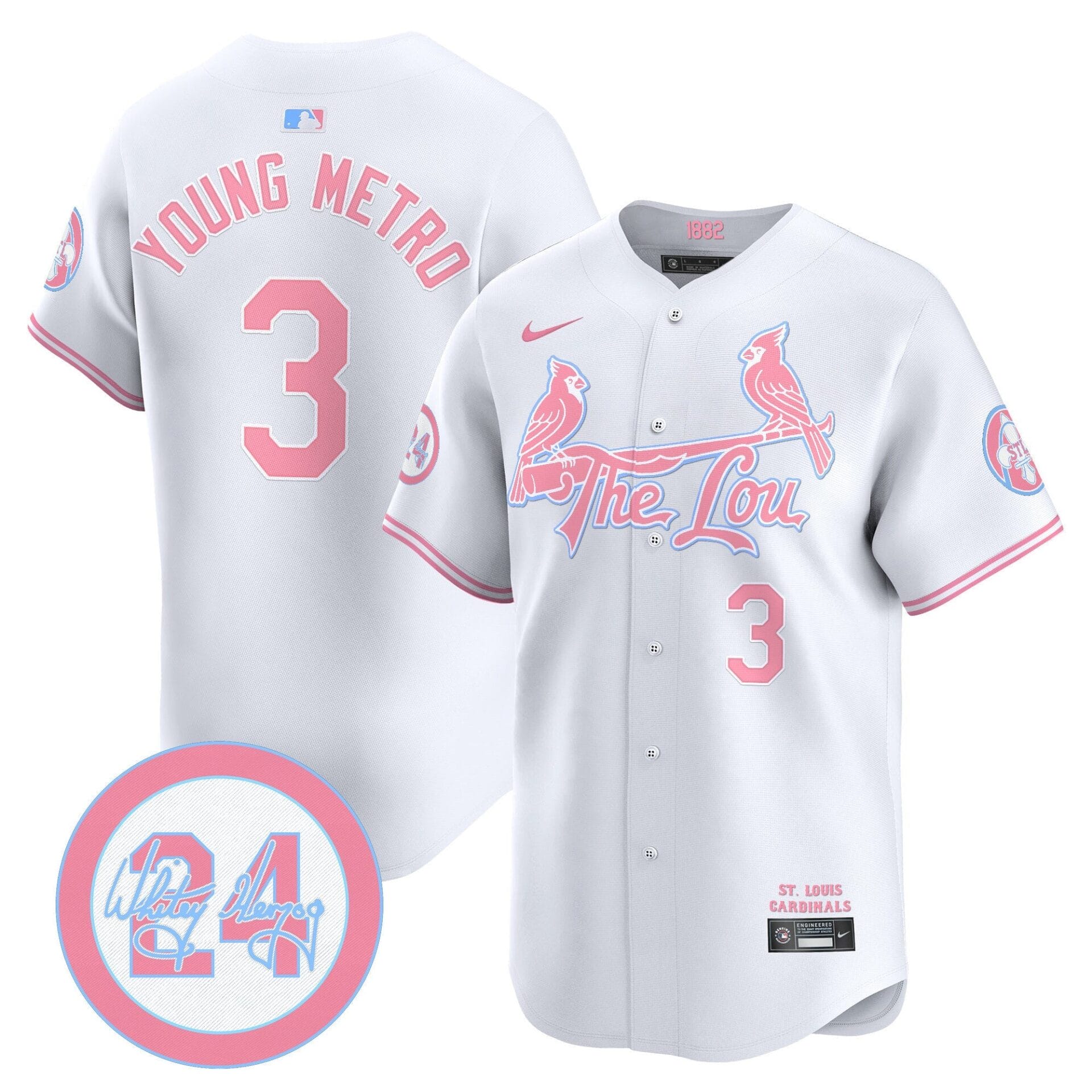 St. Louis Cardinals Bubblegum Pink Vapor Premier Limited Jersey - All Stitched - Image 43