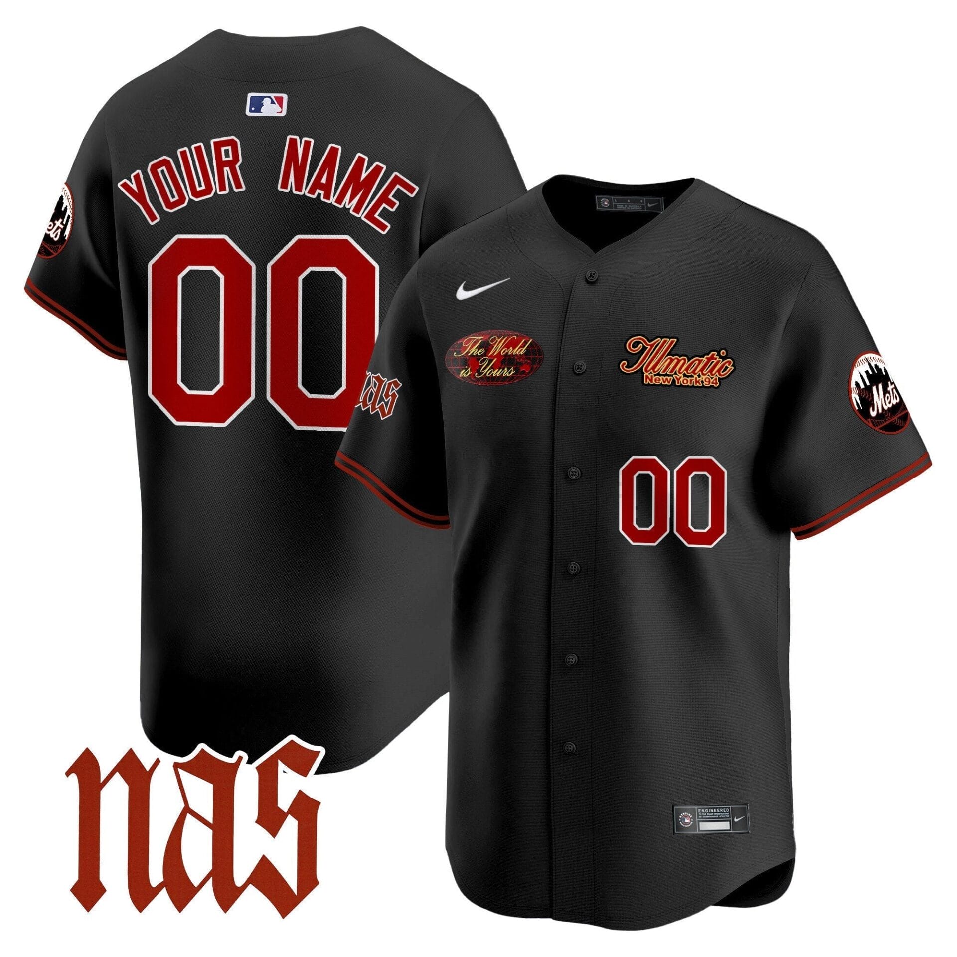 Mets Nas Illmatic Vapor Premier Limited Custom Jersey V2 - All Stitched - Image 3