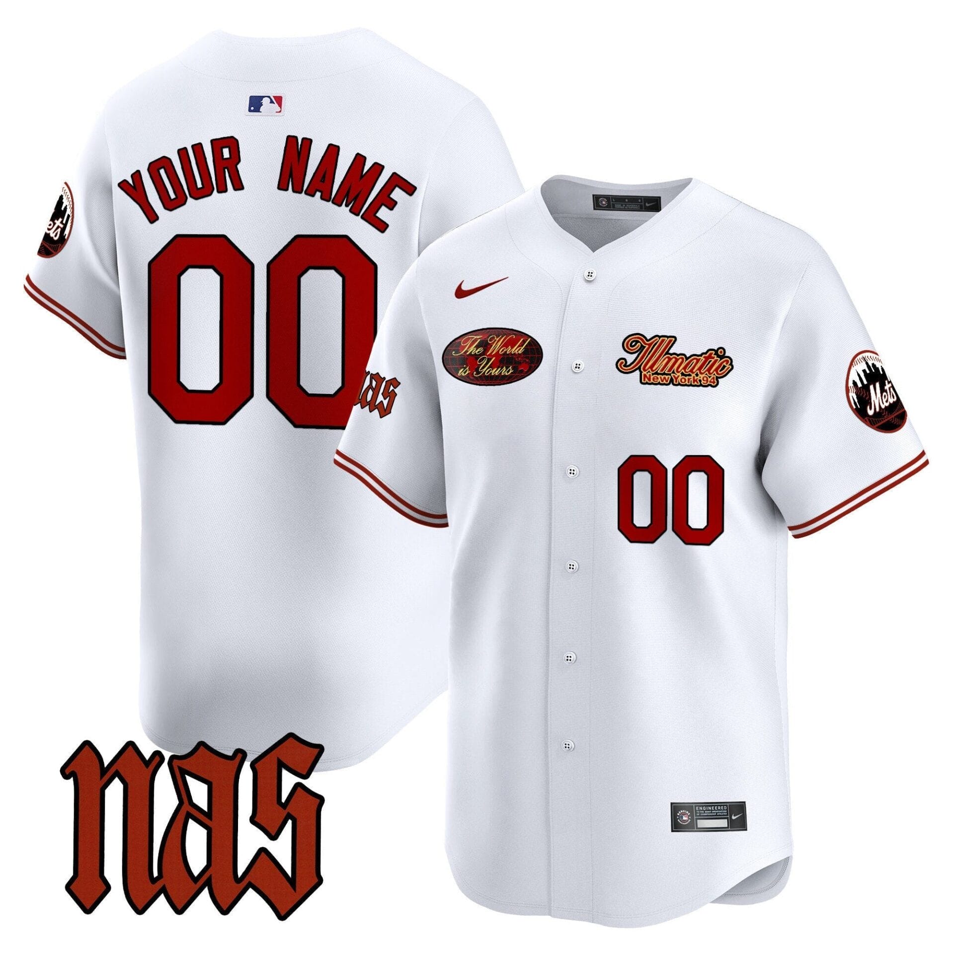 Mets Nas Illmatic Vapor Premier Limited Custom Jersey V2 - All Stitched - Image 4