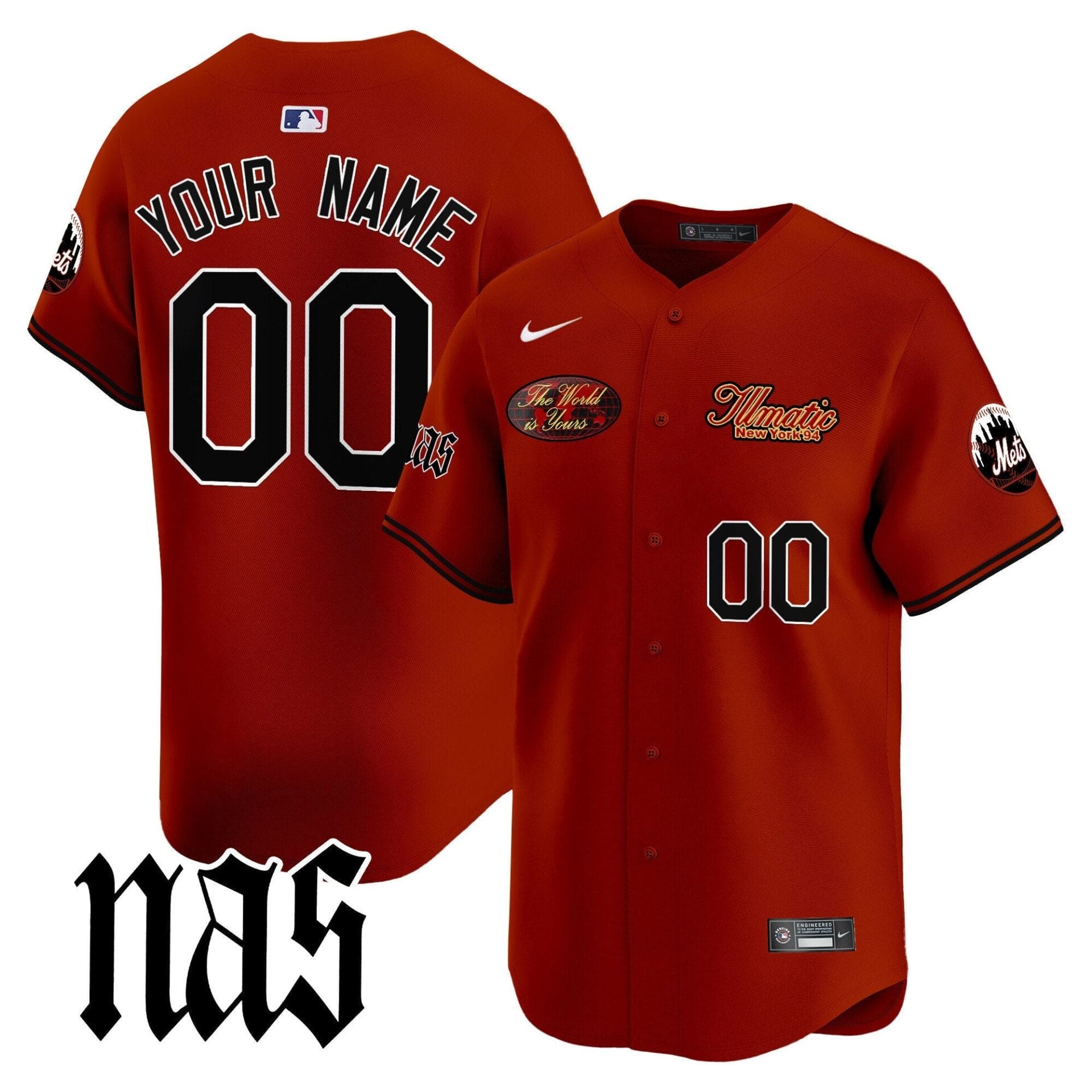 Mets Nas Illmatic Vapor Premier Limited Custom Jersey V2 - All Stitched - Image 2
