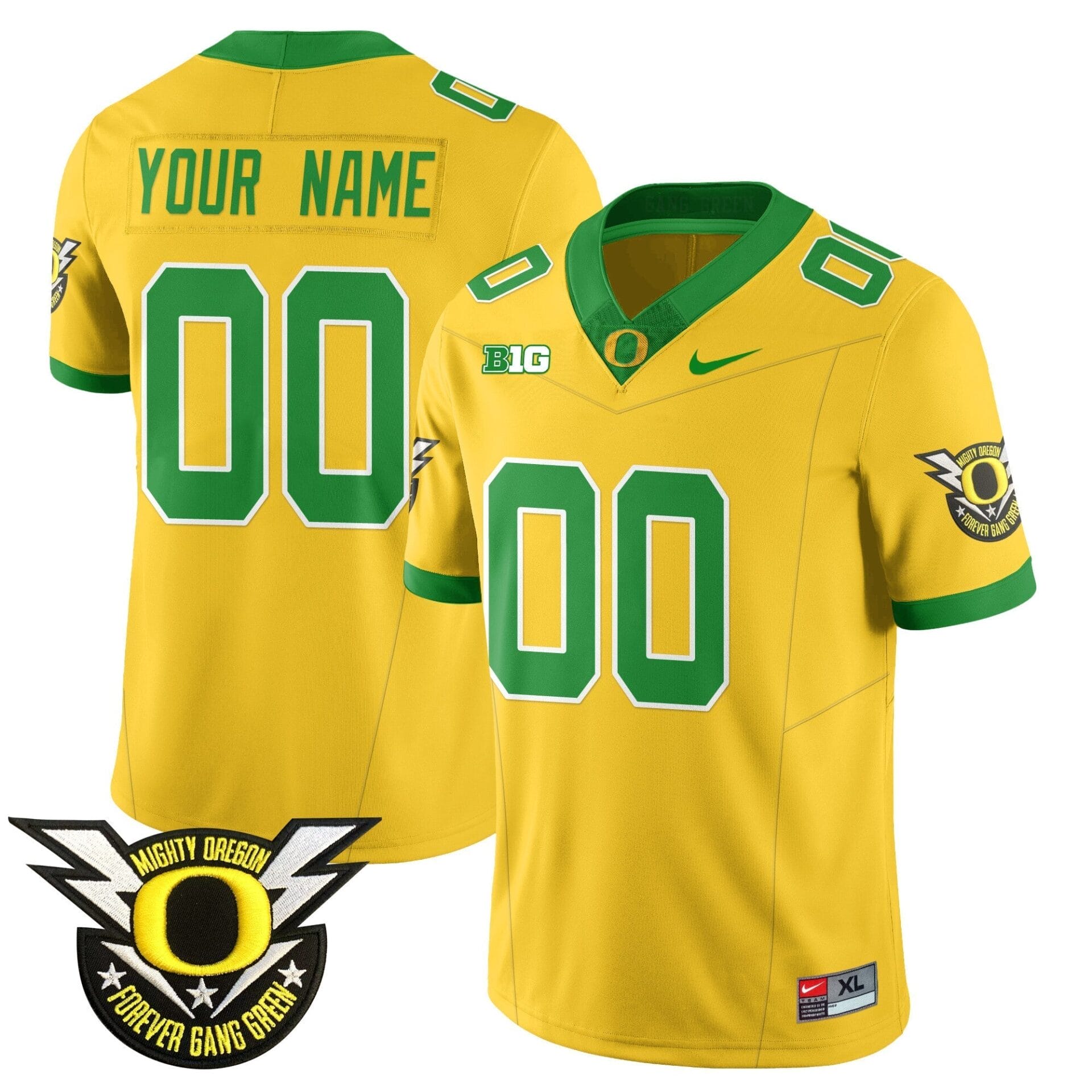 Custom Oregon Football Forever Gang Green 2024 Jersey - All Stitched - Image 2