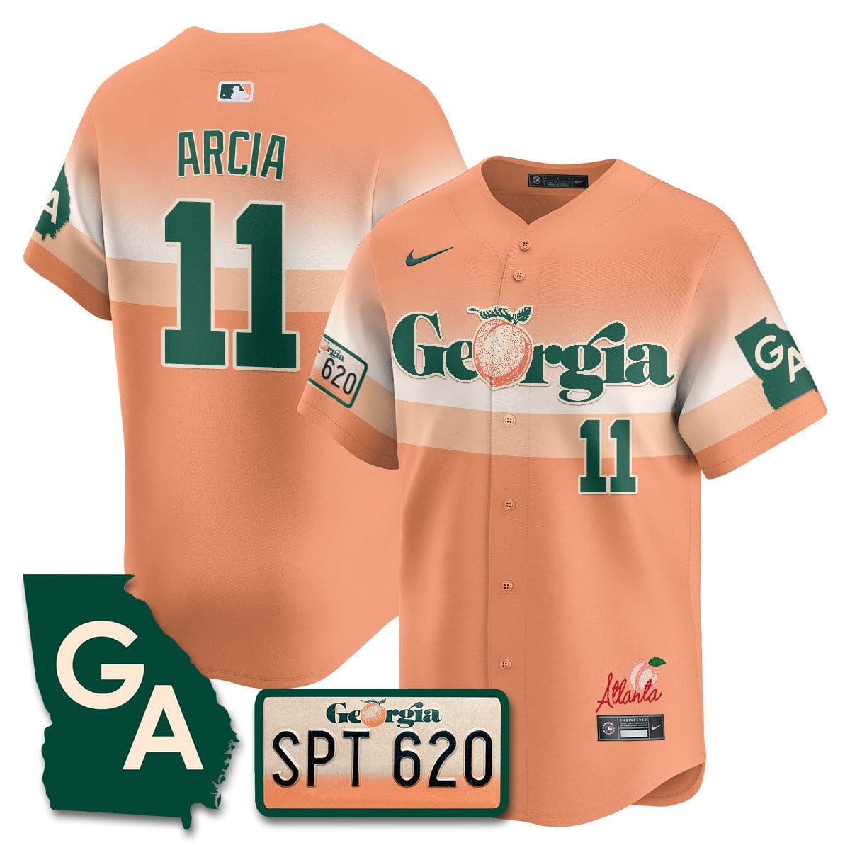 Braves Peach Plates - Georgia Peaches Jersey - Image 3