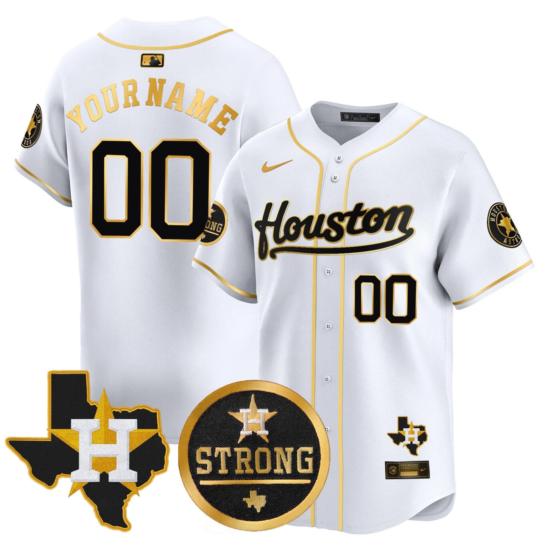 Astros Houston Strong Patch Vapor Premier Limited Custom Jersey - All Stitched - Image 2