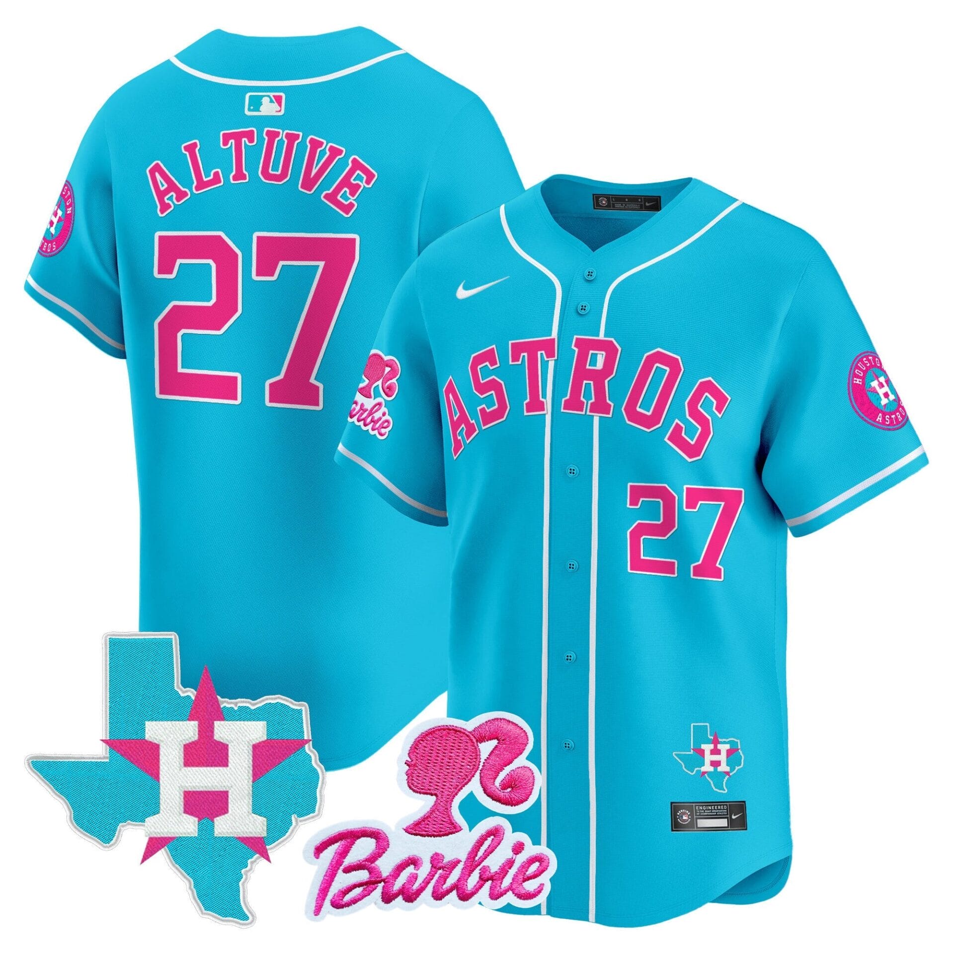 Astros Barbie Patch Vapor Premier Limited Jersey - All Stitched - Image 26