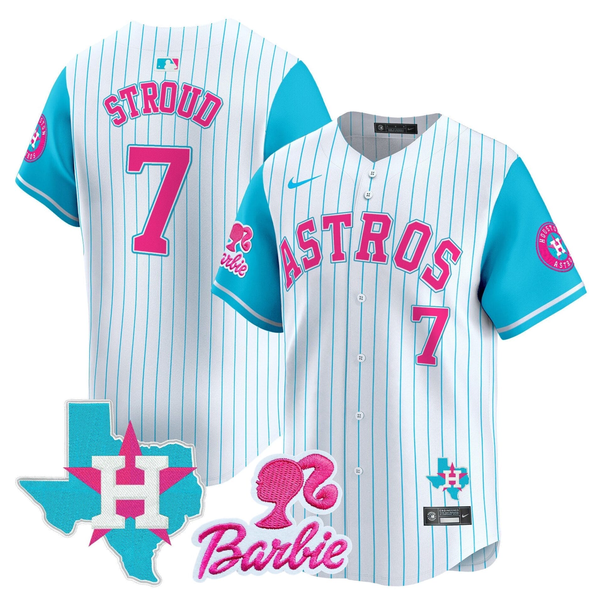 Astros Barbie Patch Vapor Premier Limited Jersey - All Stitched - Image 3