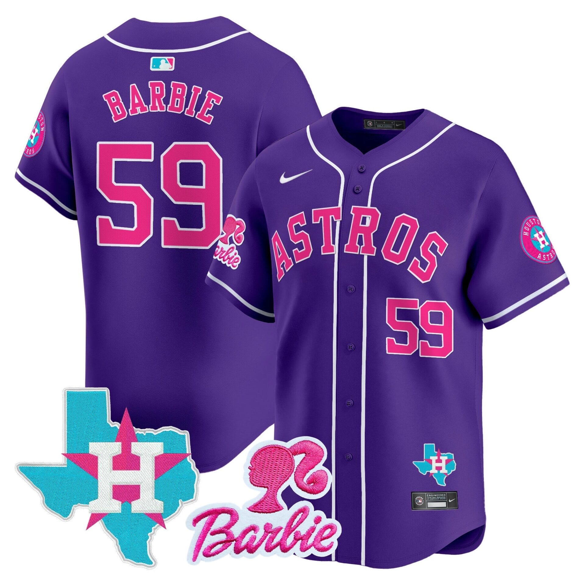 Astros Barbie Patch Vapor Premier Limited Jersey - All Stitched - Image 31