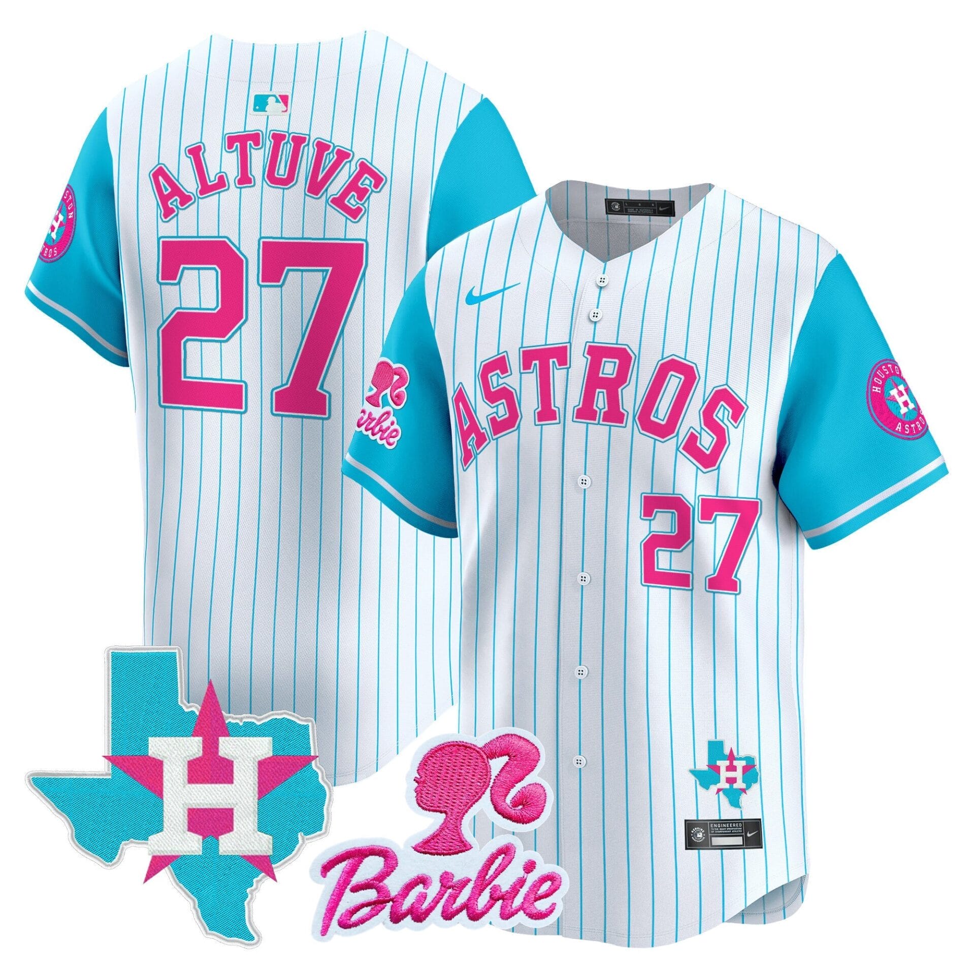 Astros Barbie Patch Vapor Premier Limited Jersey - All Stitched - Image 6
