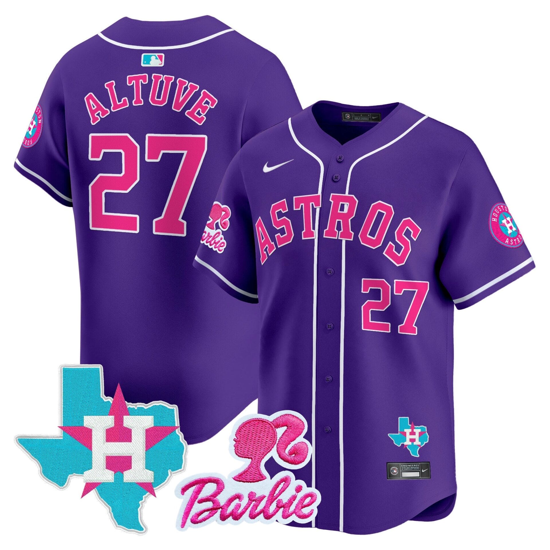 Astros Barbie Patch Vapor Premier Limited Jersey - All Stitched - Image 36