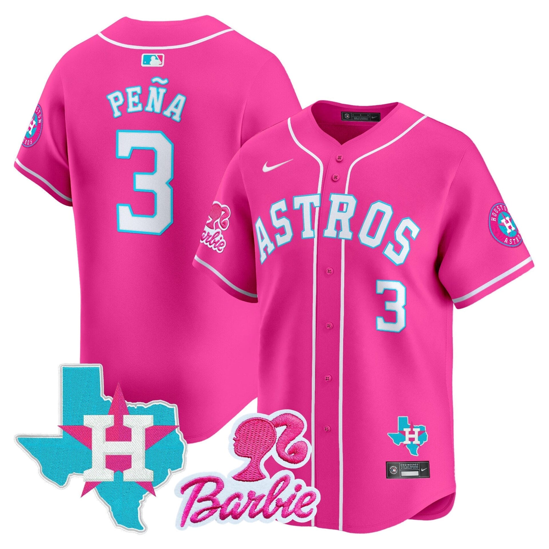 Astros Barbie Patch Vapor Premier Limited Jersey - All Stitched - Image 12