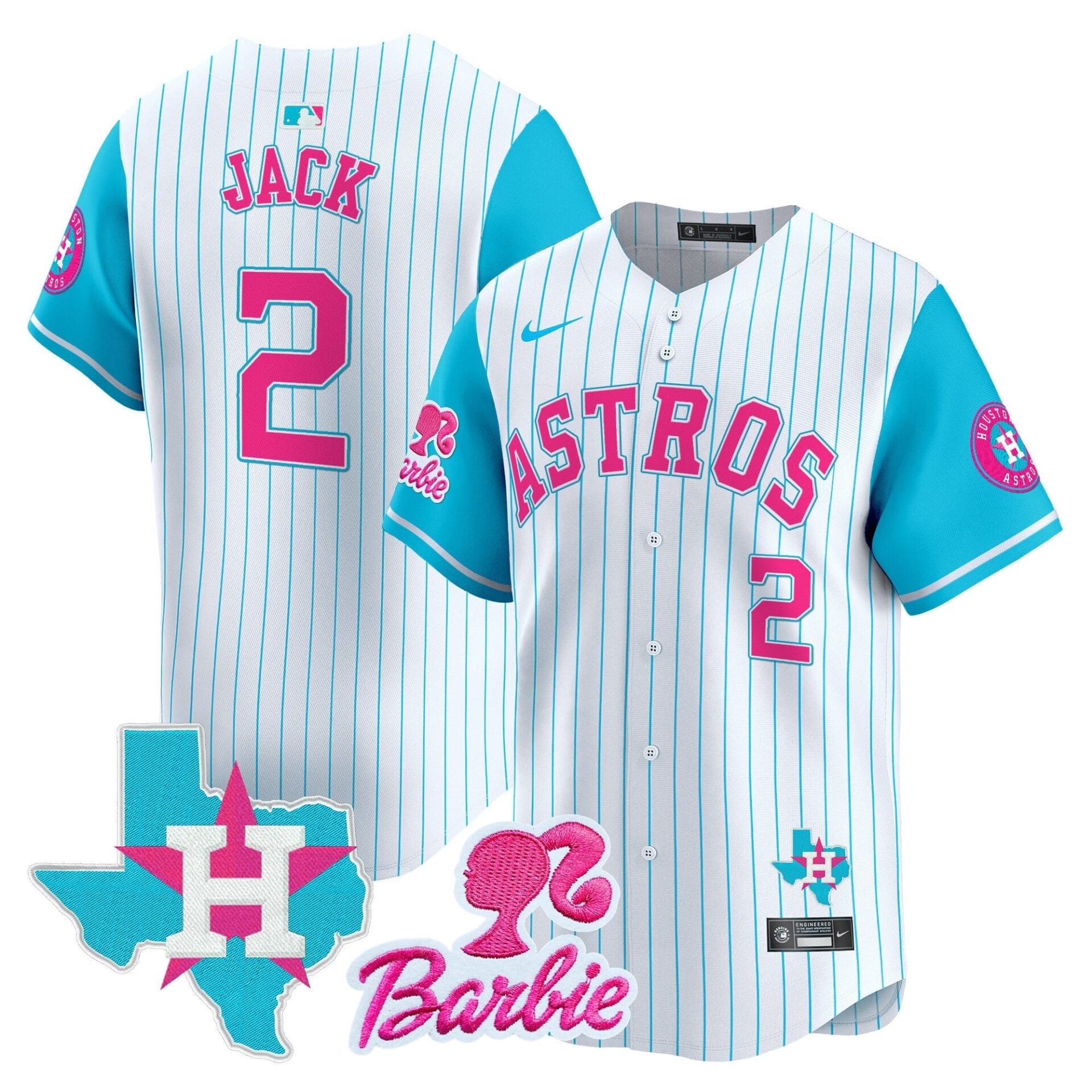 Astros Barbie Patch Vapor Premier Limited Jersey - All Stitched - Image 4