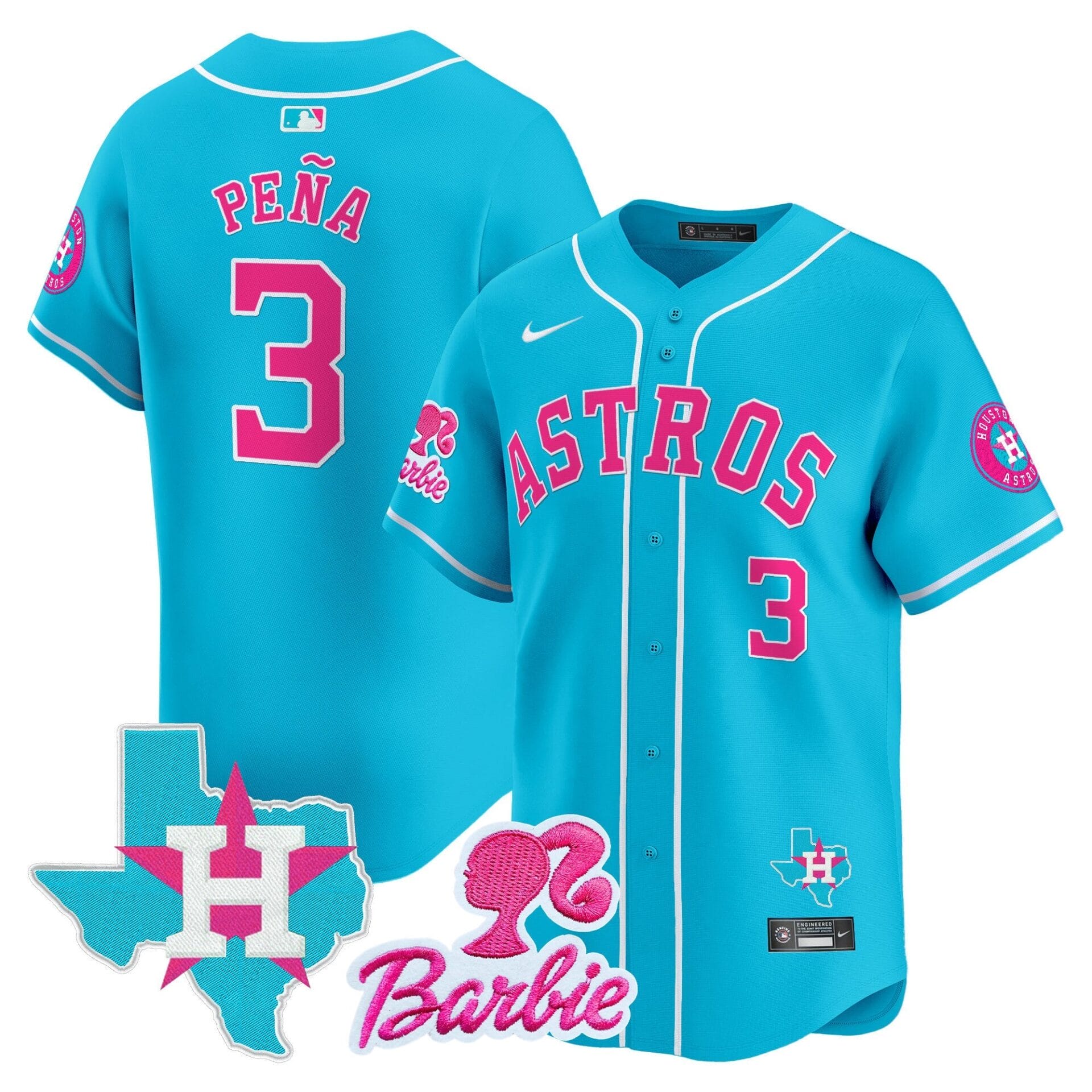 Astros Barbie Patch Vapor Premier Limited Jersey - All Stitched - Image 22