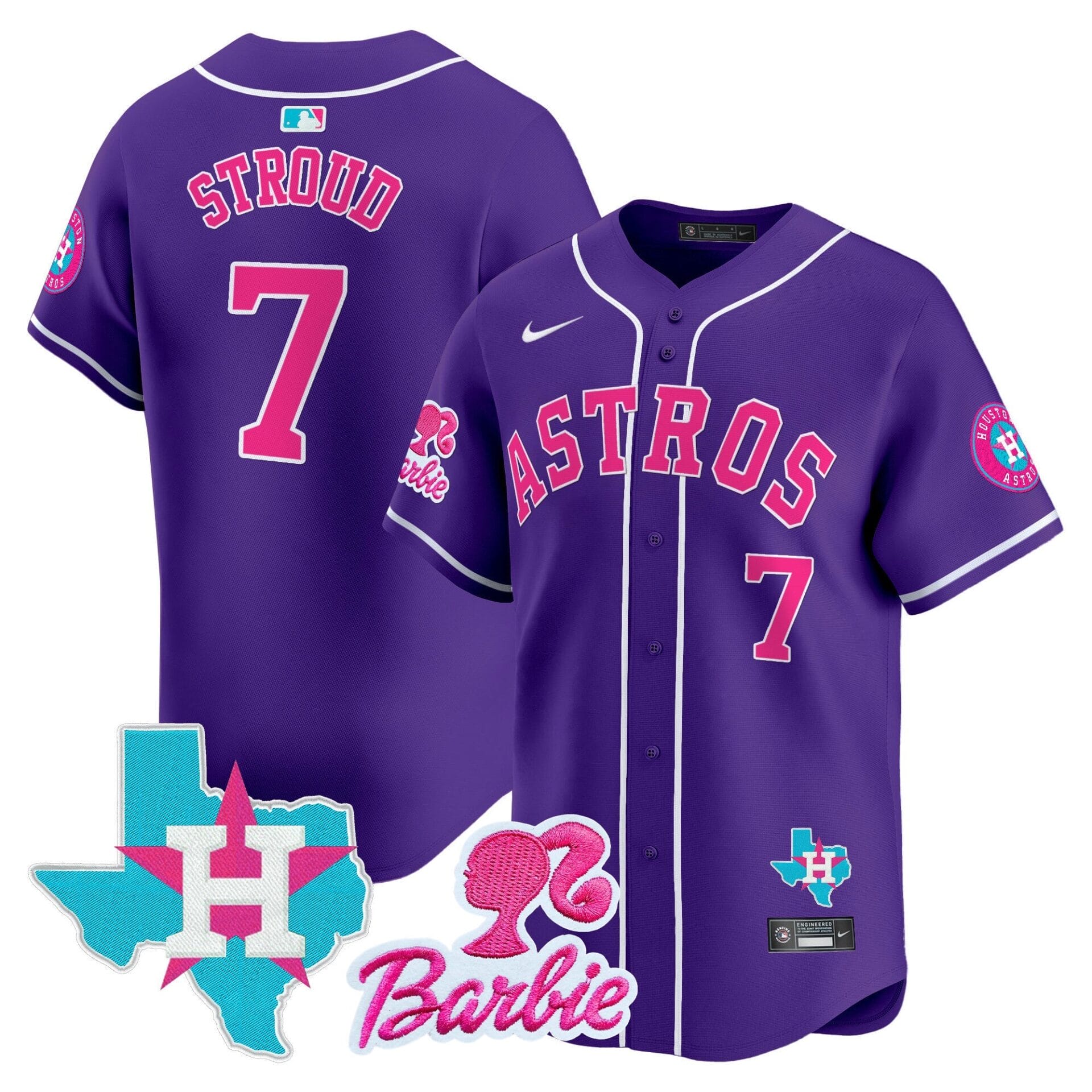 Astros Barbie Patch Vapor Premier Limited Jersey - All Stitched - Image 33
