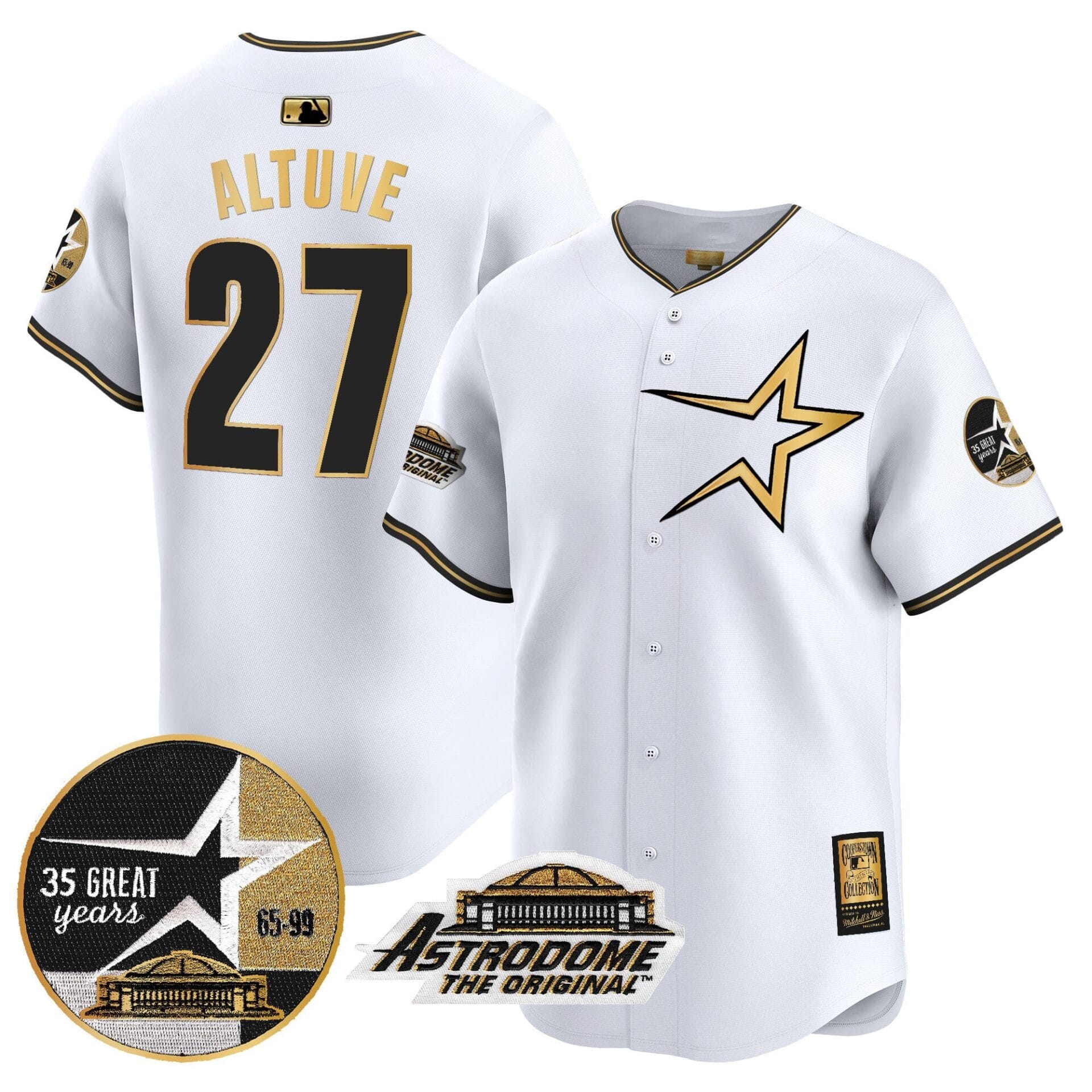Astros 1999 Throwback 35th & Astrodome Patch Vapor Premier Limited Jersey - All Stitched - Image 2