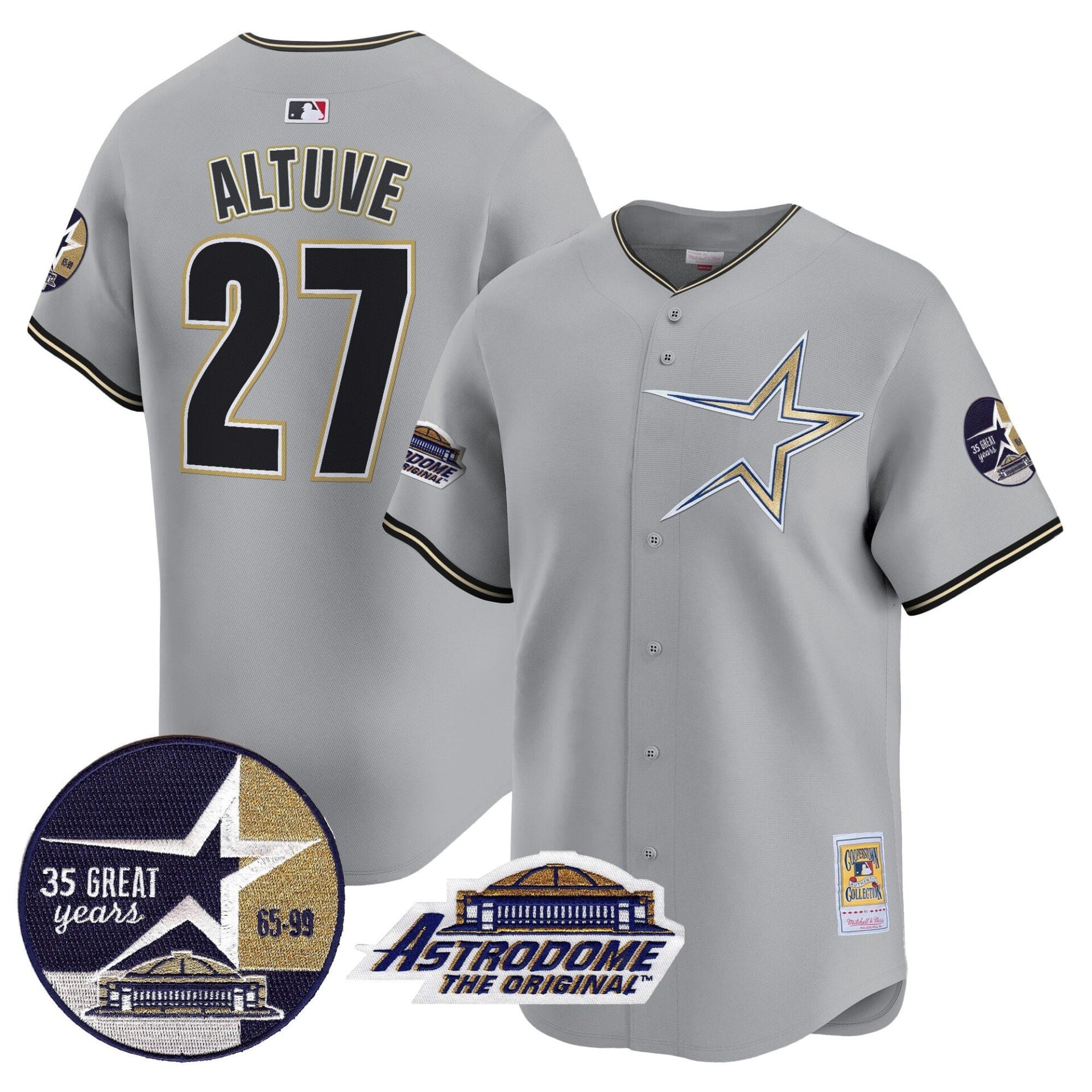 Astros 1999 Throwback 35th & Astrodome Patch Vapor Premier Limited Jersey - All Stitched - Image 38