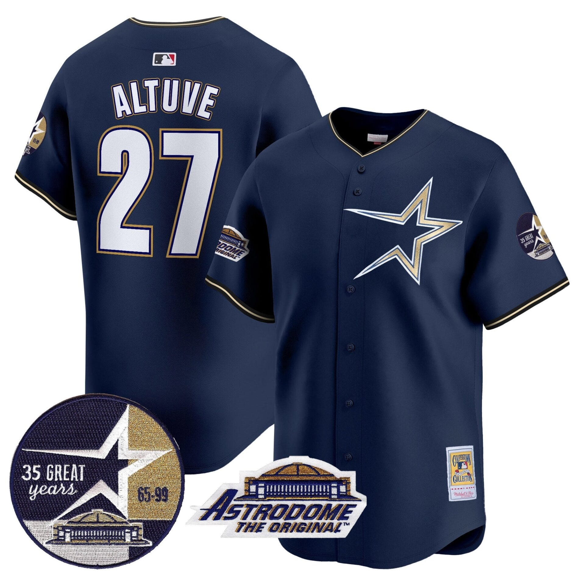 Astros 1999 Throwback 35th & Astrodome Patch Vapor Premier Limited Jersey - All Stitched - Image 20