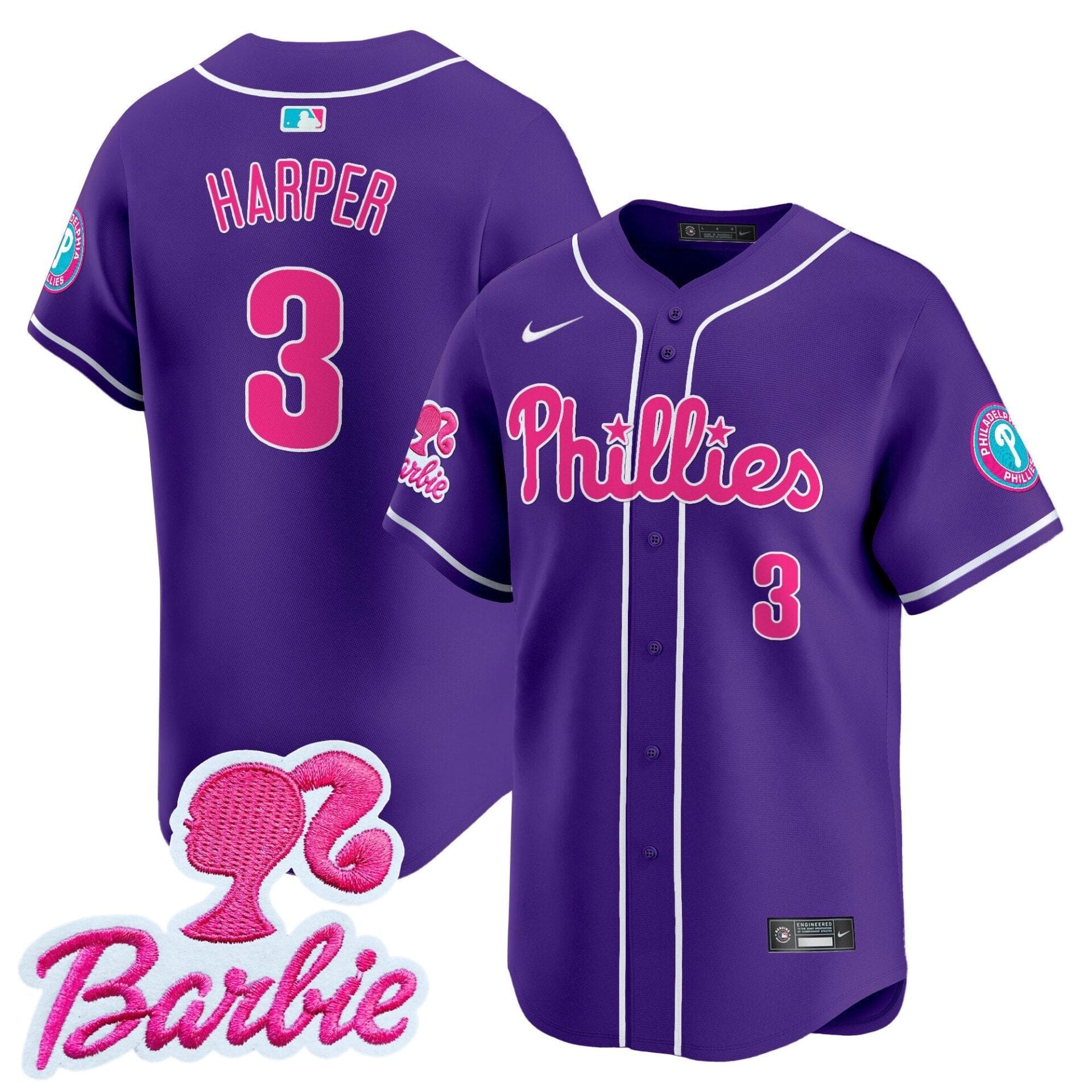 Phillies Barbie Patch Vapor Premier Limited Jersey - All Stitched - Image 32