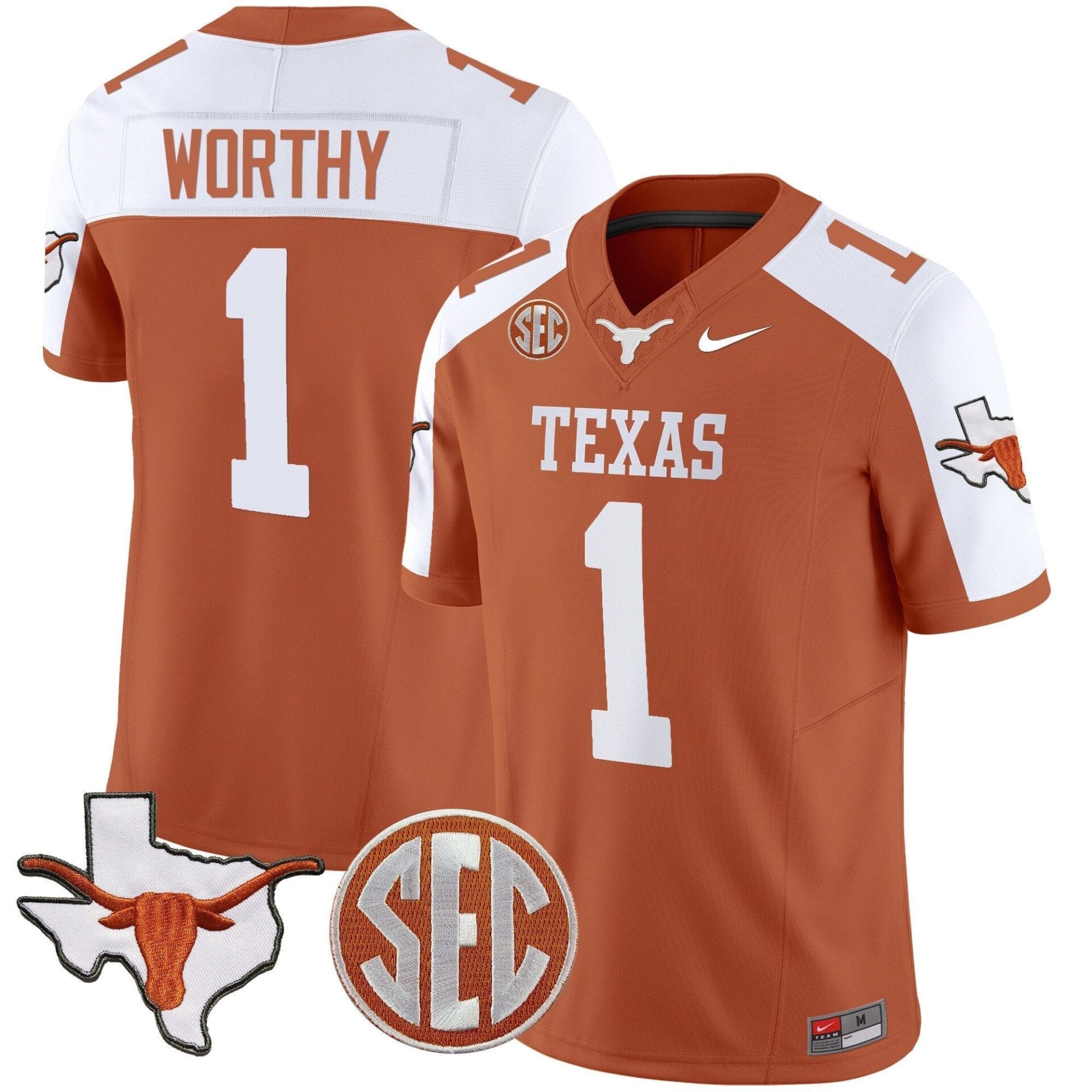 Texas Longhorns State Map & Sec Patch Vapor Limited Jersey V5 - All Stitched - Image 29
