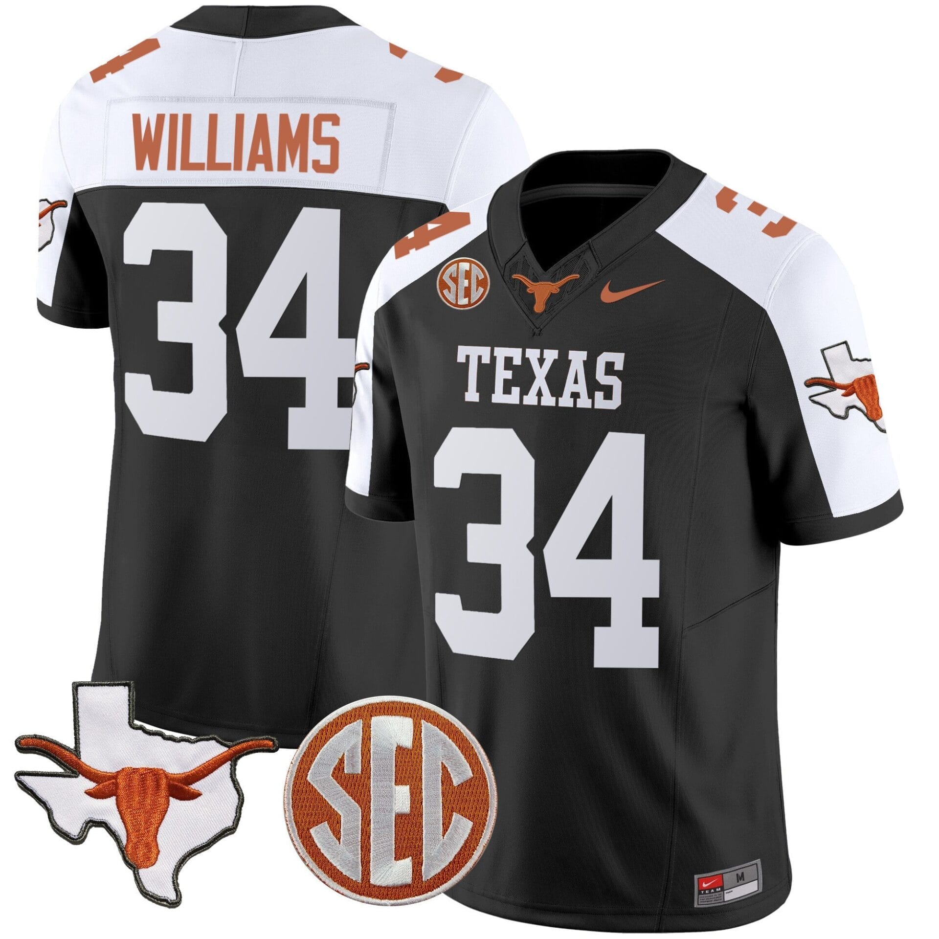 Texas Longhorns State Map & Sec Patch Vapor Limited Jersey V5 - All Stitched - Image 22