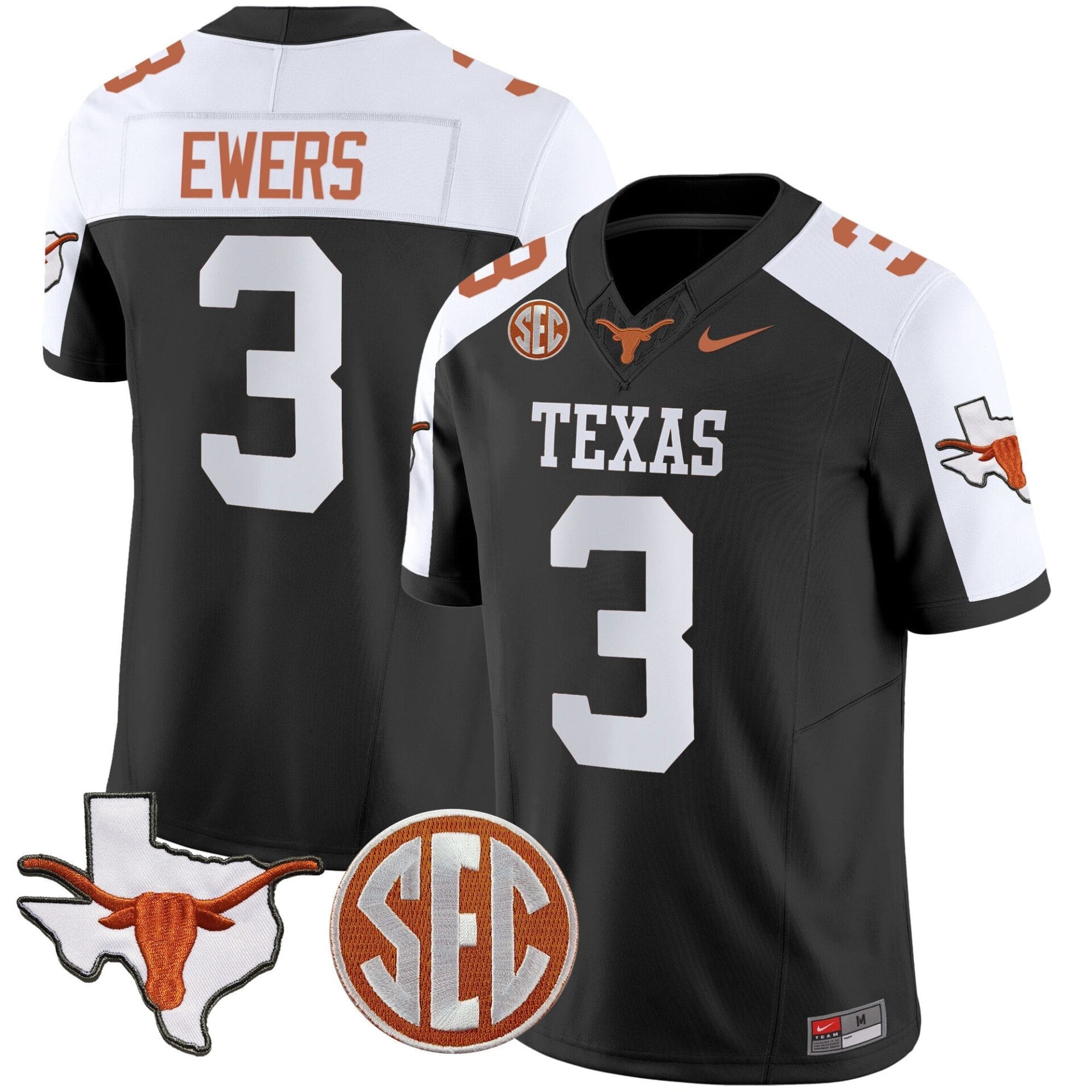 Texas Longhorns State Map & Sec Patch Vapor Limited Jersey V5 - All Stitched - Image 20