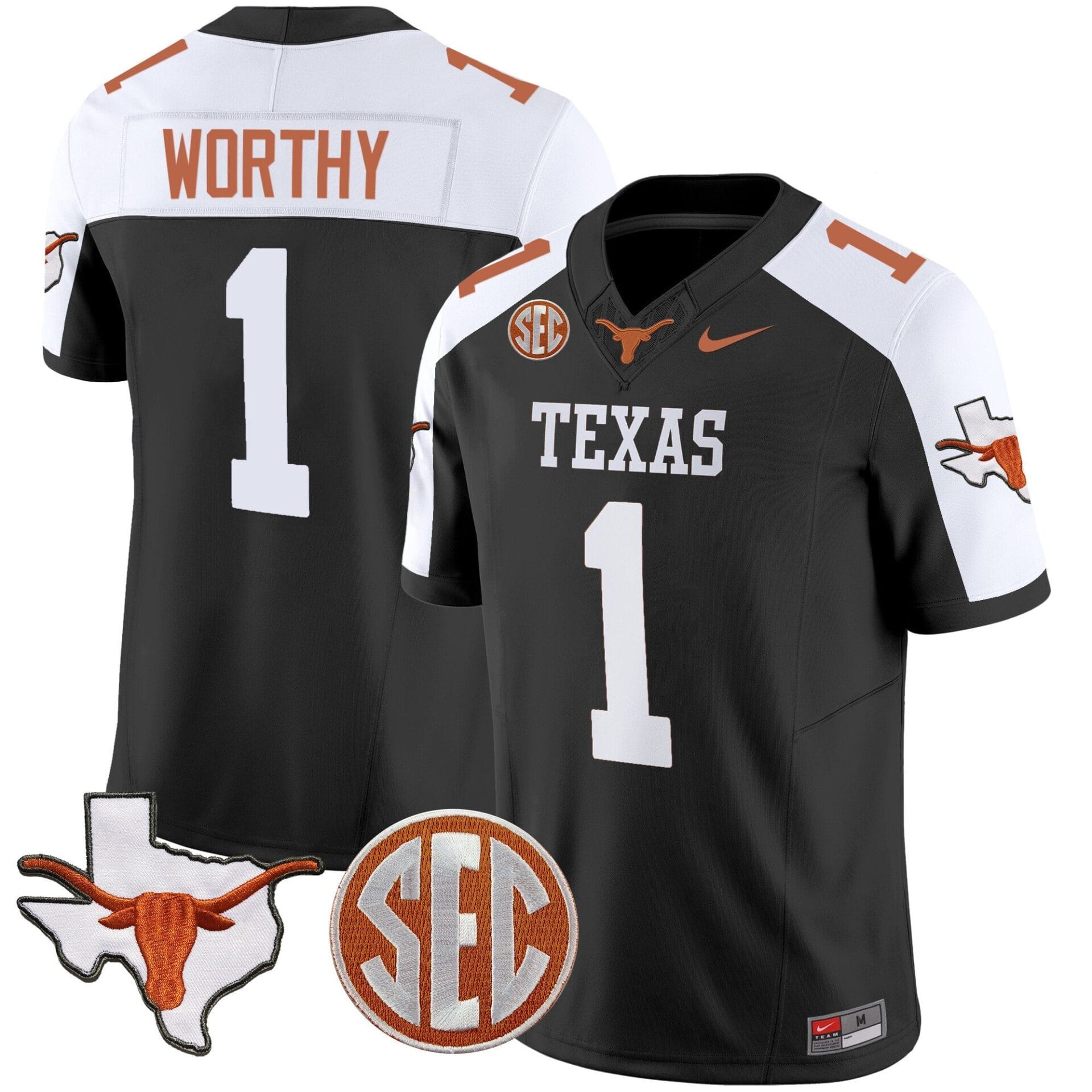 Texas Longhorns State Map & Sec Patch Vapor Limited Jersey V5 - All Stitched - Image 23