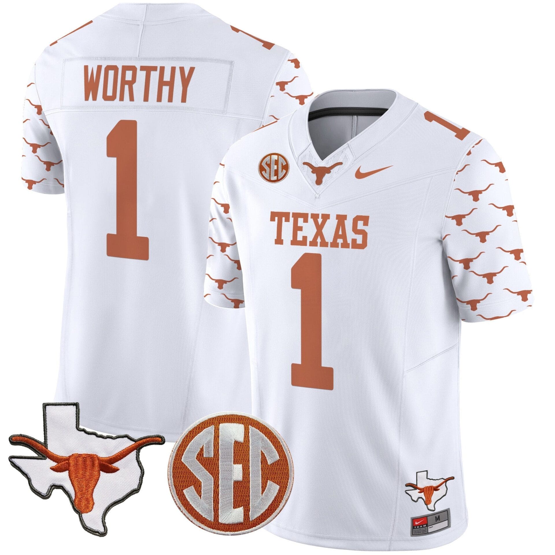 Texas Longhorns State Map & Sec Patch Vapor Limited Jersey V5 - All Stitched - Image 11