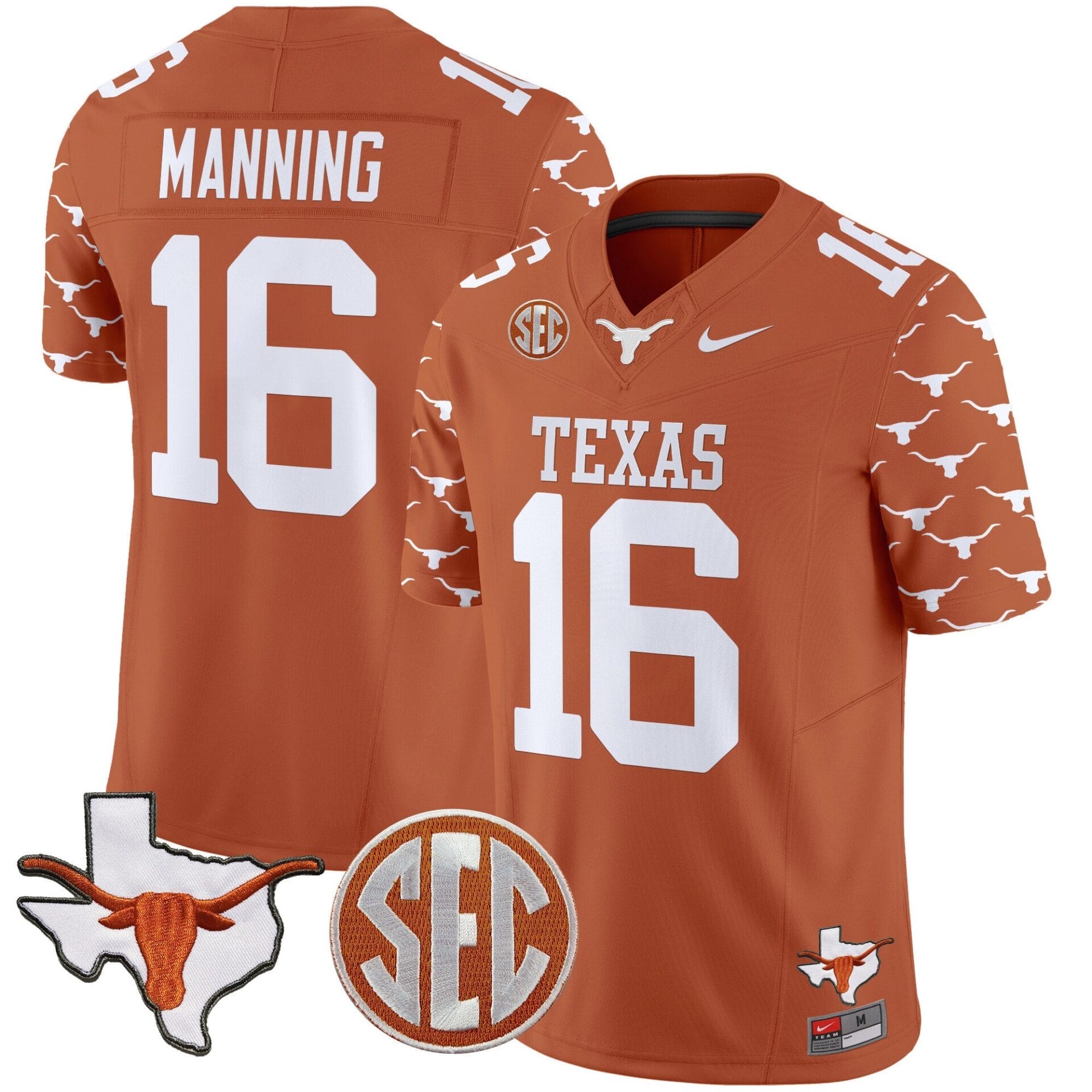 Texas Longhorns State Map & Sec Patch Vapor Limited Jersey V5 - All Stitched - Image 13