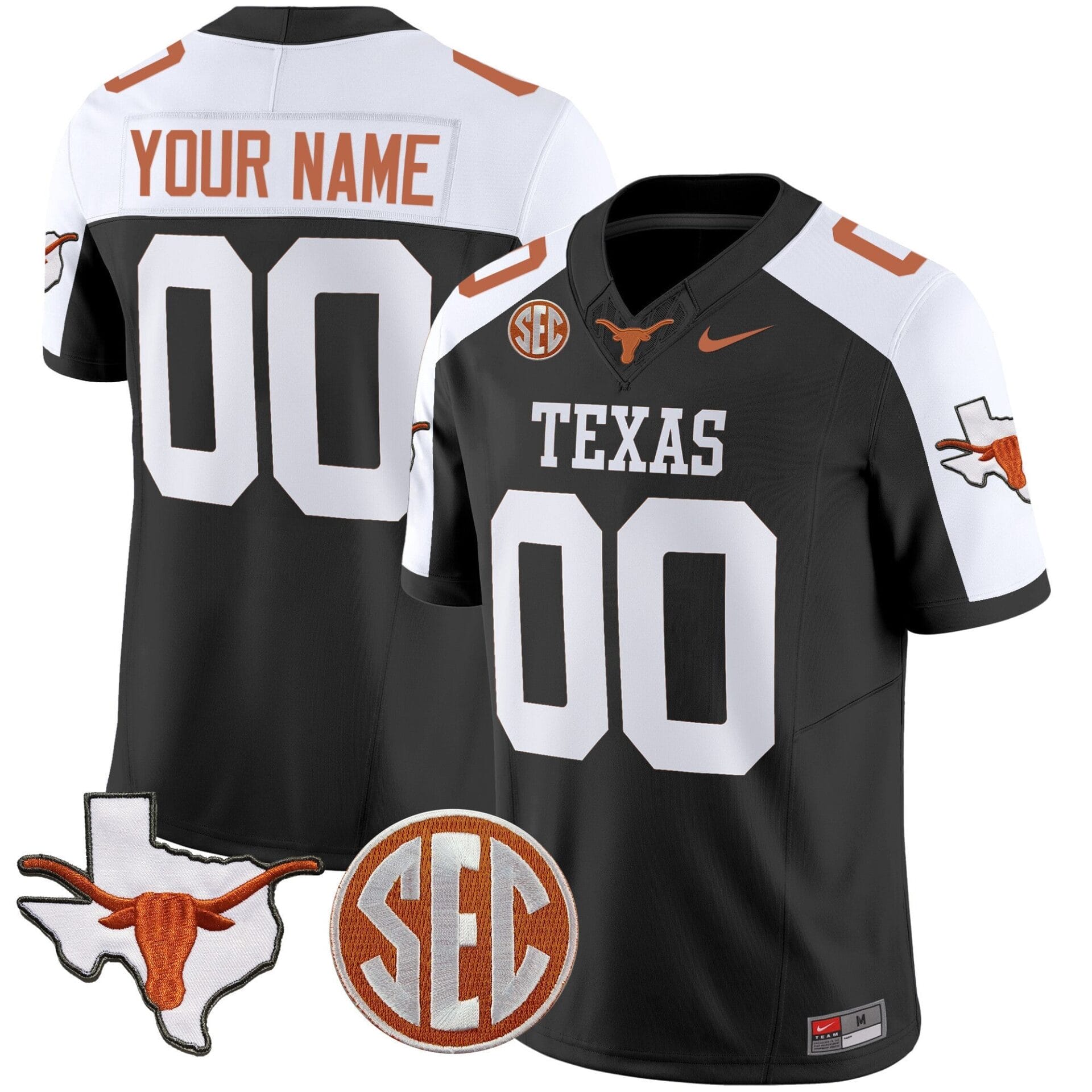 Texas Longhorns State Map & Sec Patch Vapor Limited Custom Jersey V5 - All Stitched - Image 4