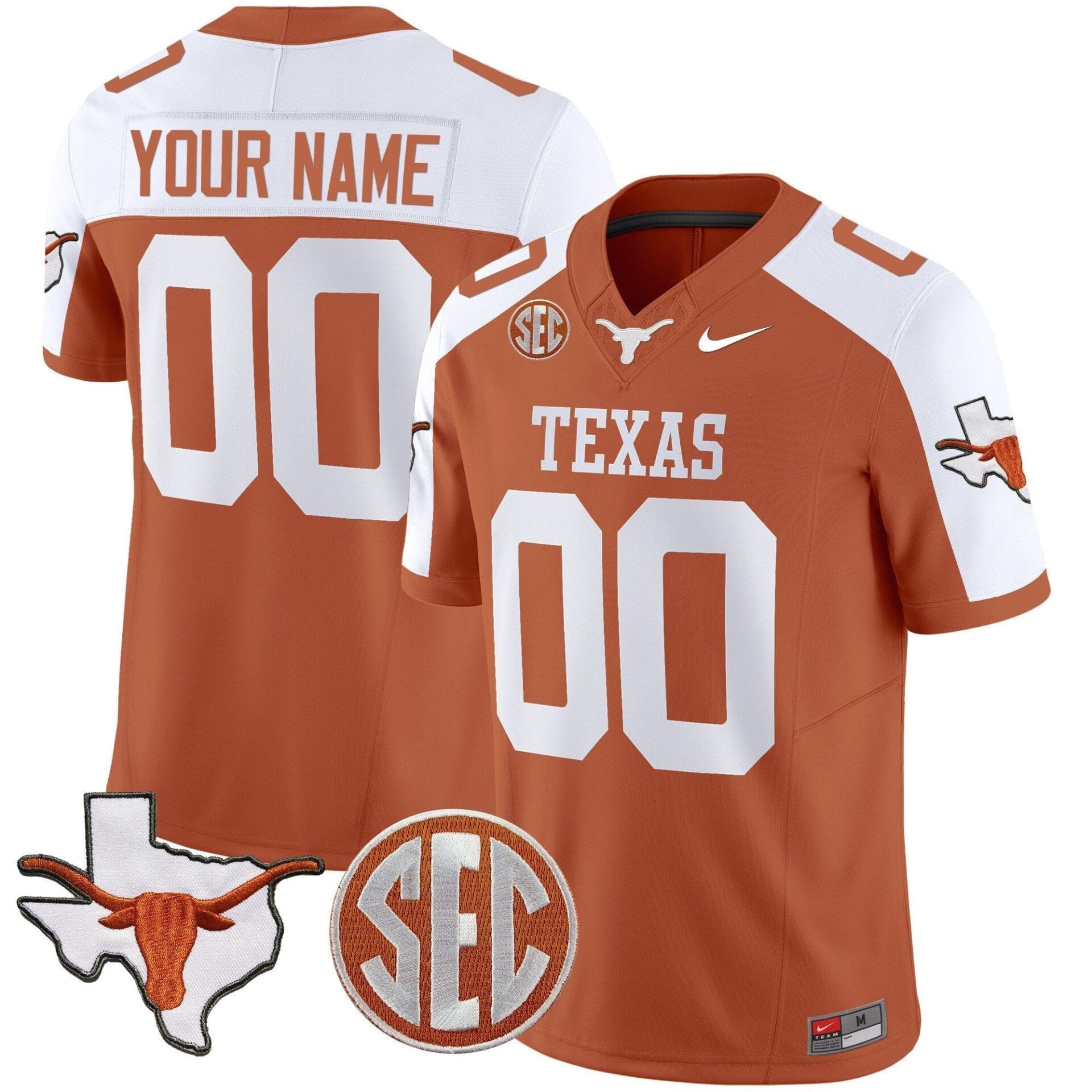 Texas Longhorns State Map & Sec Patch Vapor Limited Custom Jersey V5 - All Stitched - Image 5