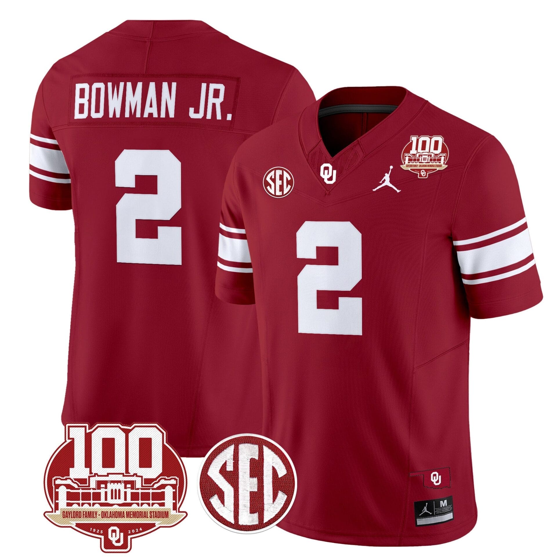 Oklahoma Sooners 100th Anniversary Patch Vapor Limited Jersey - All Stitched - Image 2