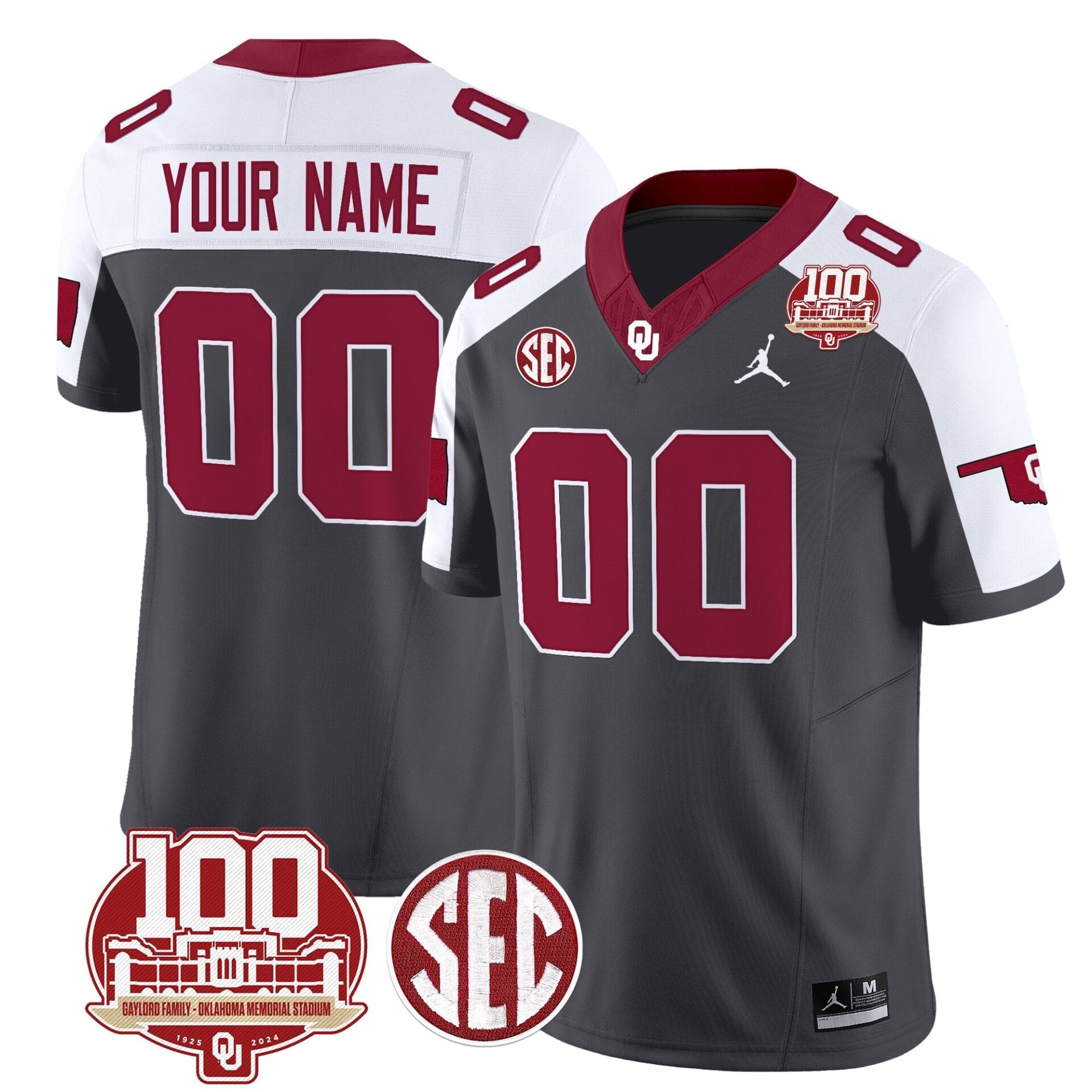 Oklahoma Sooners 100th Anniversary Patch Vapor Limited Custom Jersey - All Stitched - Image 6