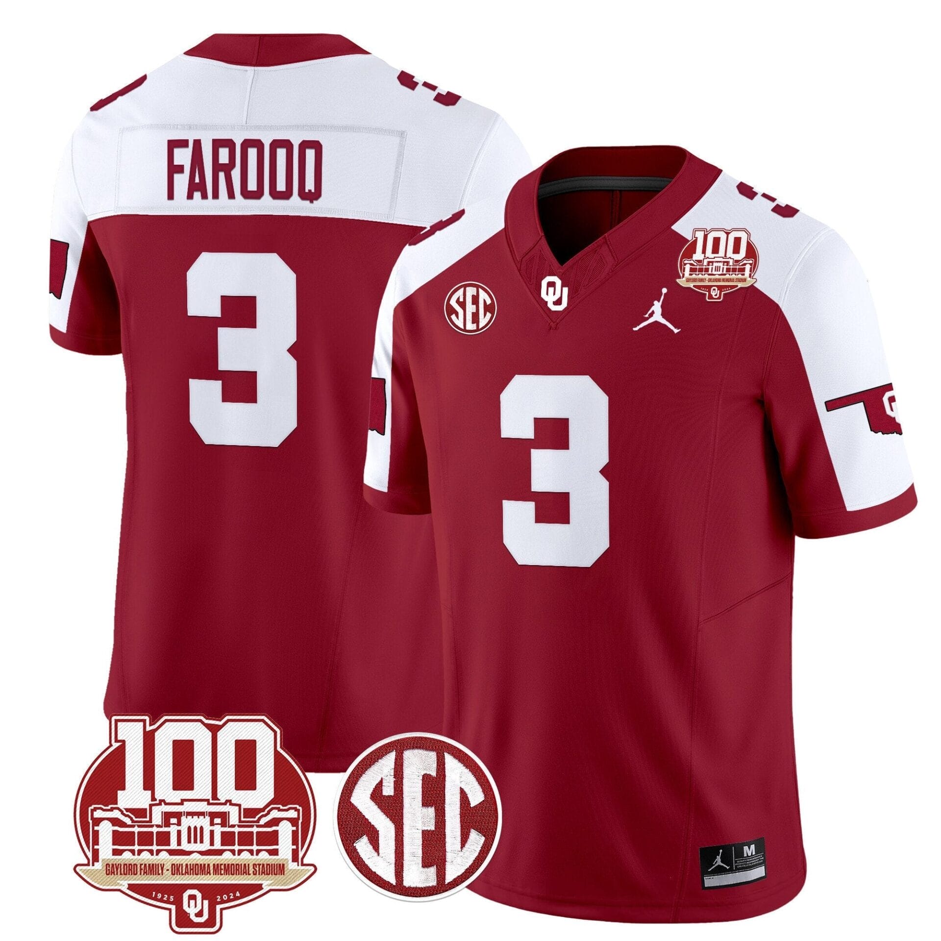 Oklahoma Sooners 100th Anniversary Patch Vapor Limited Jersey - All Stitched - Image 32