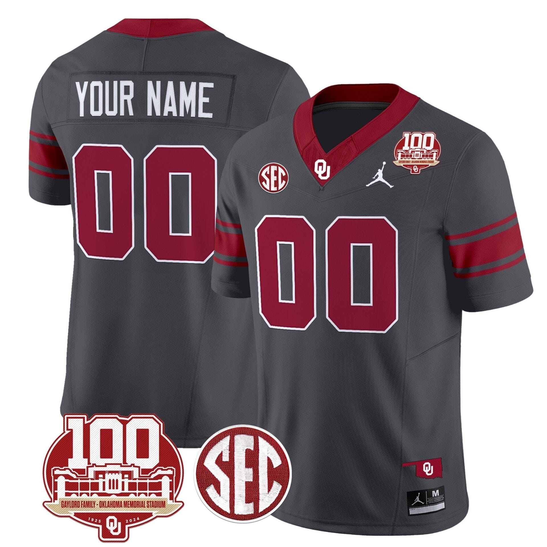 Oklahoma Sooners 100th Anniversary Patch Vapor Limited Custom Jersey - All Stitched - Image 2