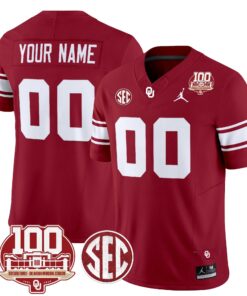 Oklahoma Sooners 100th Anniversary Patch Vapor Limited Custom Jersey - All Stitched