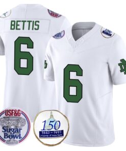 Jerome Bettis Notre Dame 1992 Sugar Bowl Patch White Jersey - All Stitched