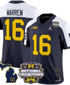 Michigan Wolverines 2023 National Champions Patch Vapor Jersey V6 - All Stitched