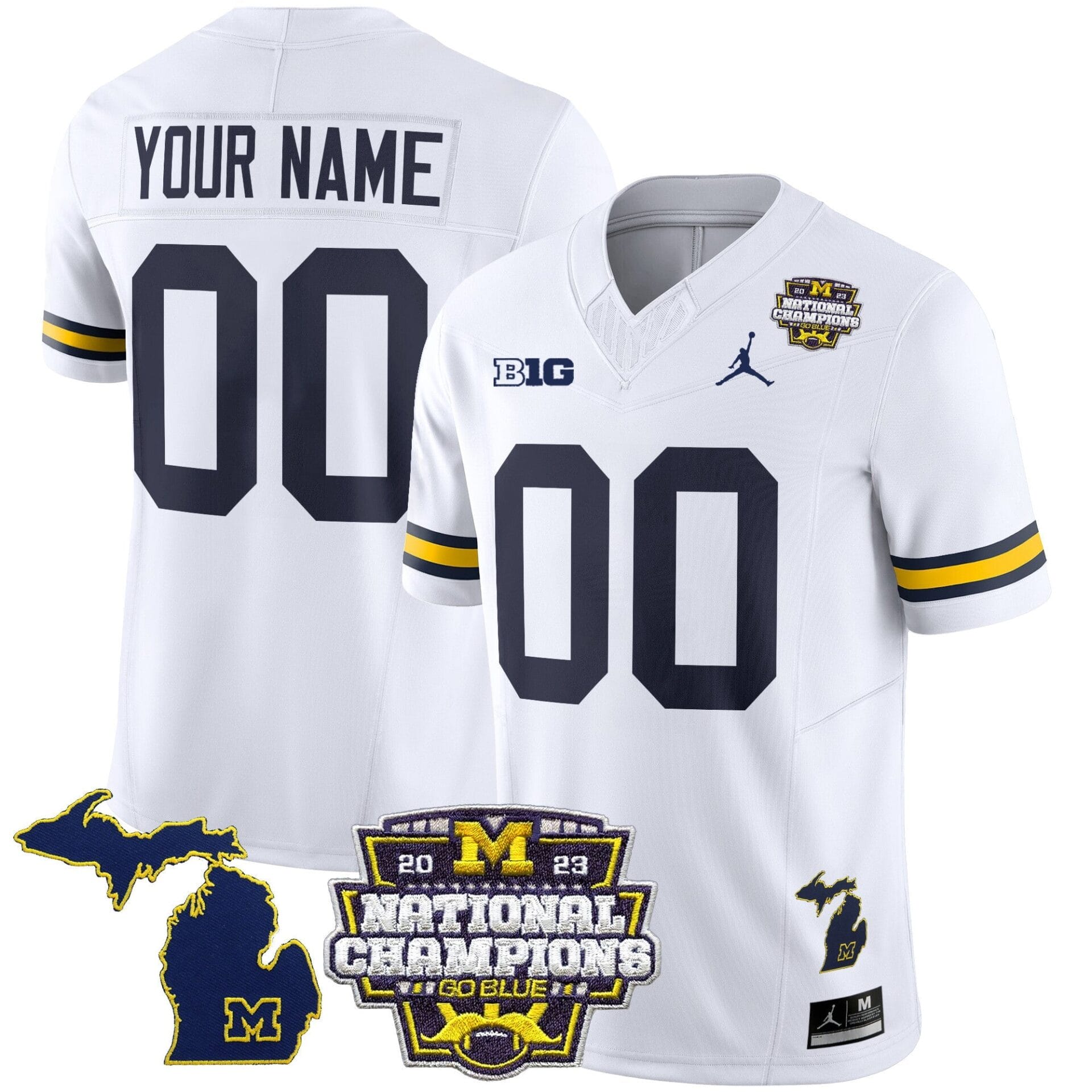 Michigan Wolverines 2023 National Champions Patch Vapor Jersey V6 - All Stitched - Image 4