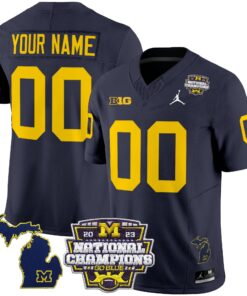 Alternative view of Michigan Wolverines 2023 National Champions Patch Vapor Jersey V6 - All Stitched