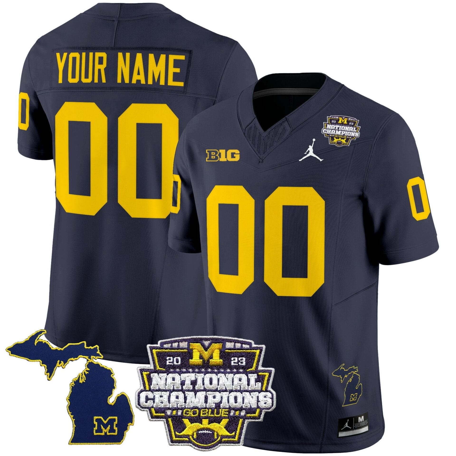 Michigan Wolverines 2023 National Champions Patch Vapor Jersey V6 - All Stitched - Image 2