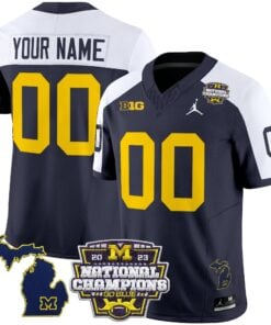 Michigan Wolverines 2023 National Champions Patch Vapor Jersey V6 - All Stitched