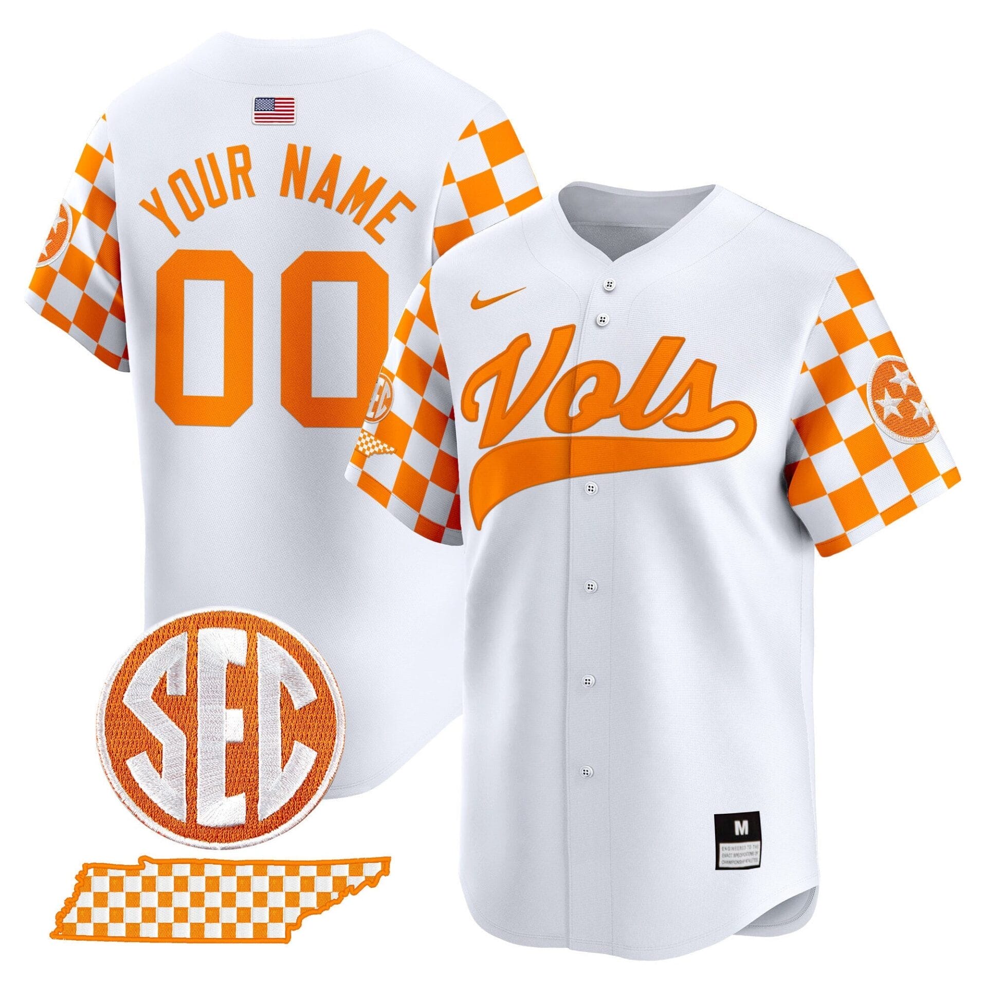 Tennessee Volunteers Checkerboard 2024 Vapor Premier Limited Baseball Custom Jersey - All Stitched - Image 2