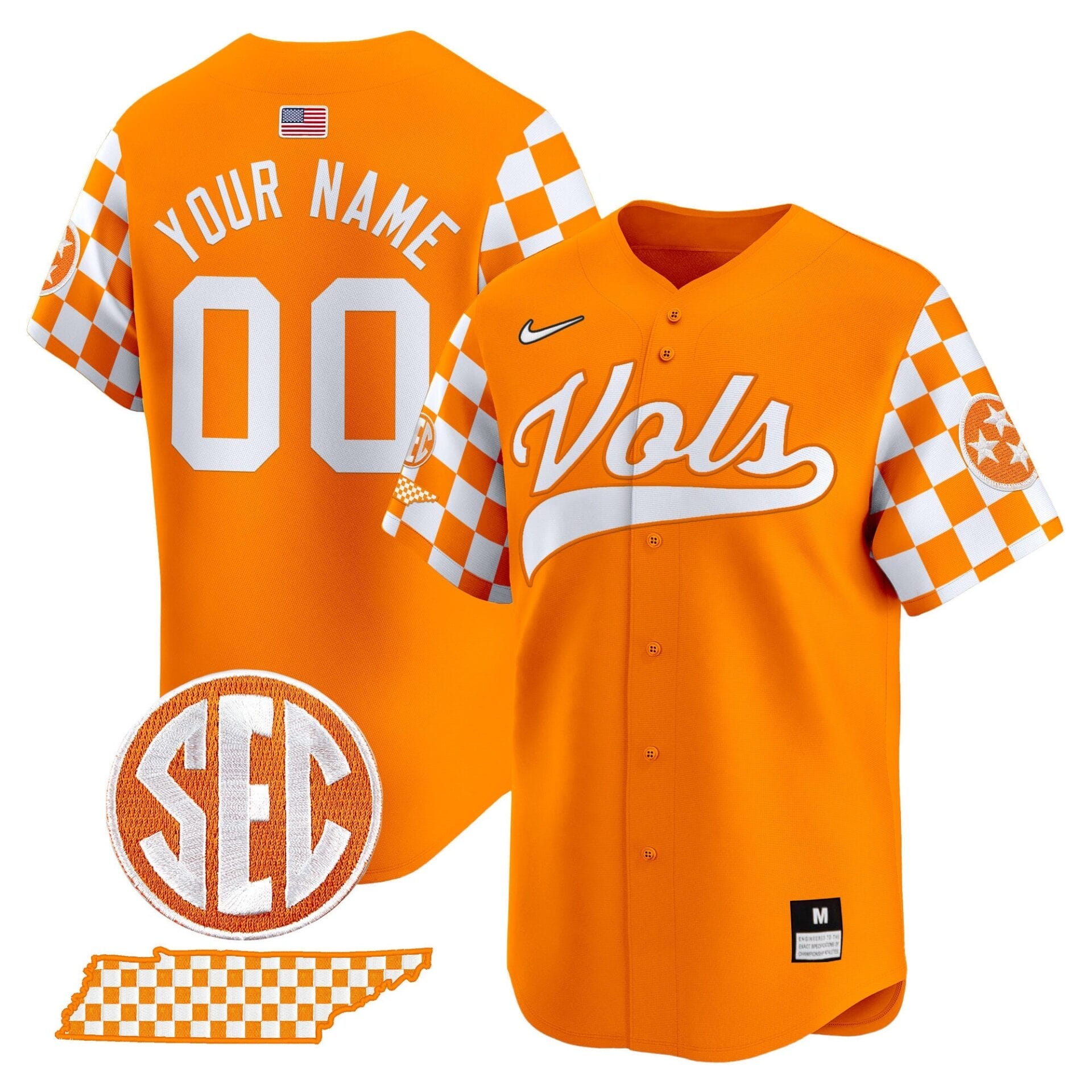 Tennessee Volunteers Checkerboard 2024 Vapor Premier Limited Baseball Custom Jersey - All Stitched - Image 3
