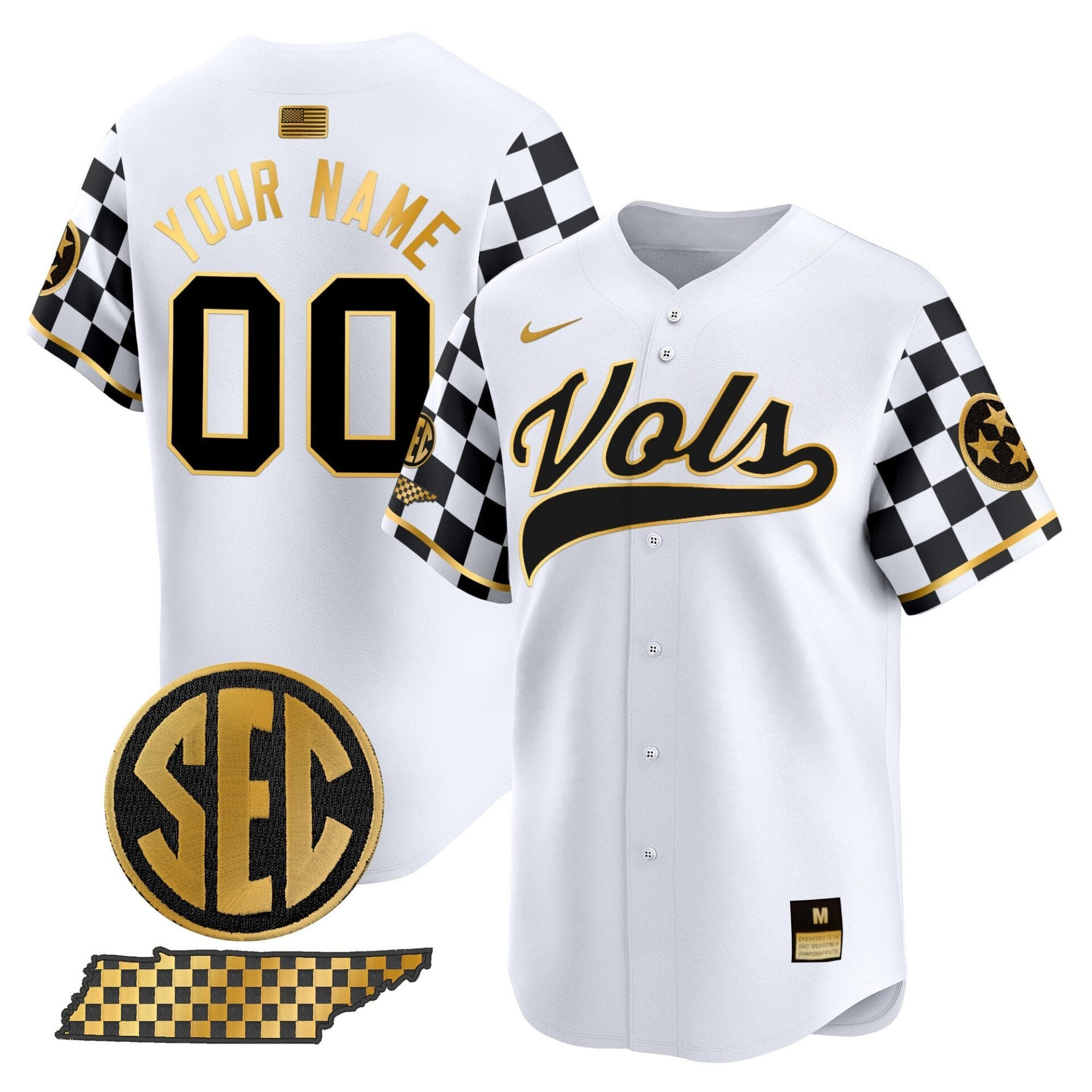 Tennessee Volunteers Checkerboard 2024 Vapor Premier Limited Baseball Custom Jersey - All Stitched - Image 4