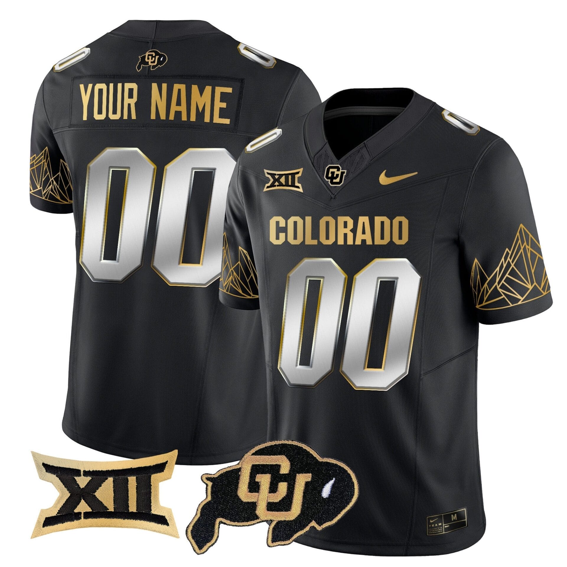 Colorado Buffaloes Big 12 XII Patch Gold Vapor Limited Custom Jersey - All Stitched - Image 2