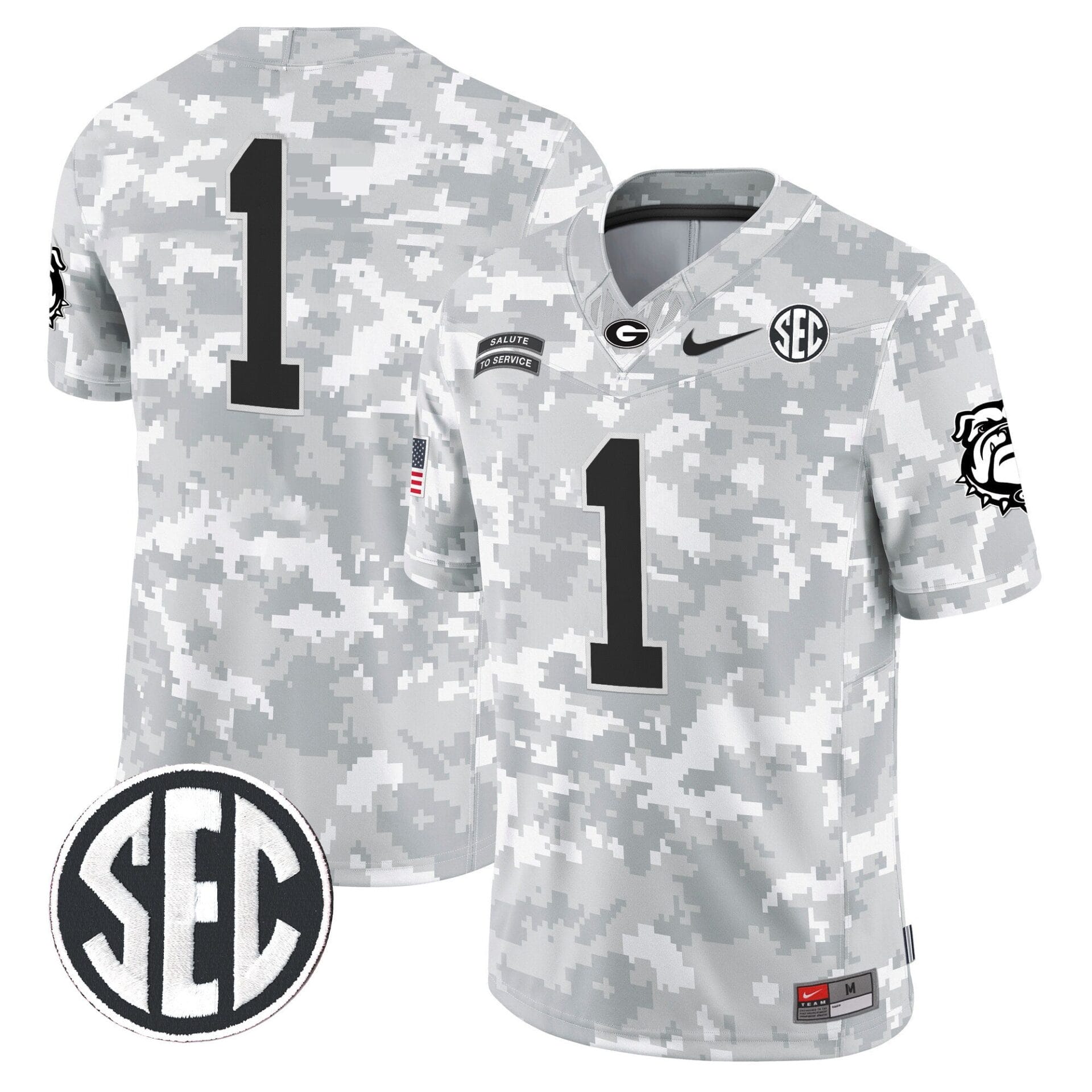 Georgia Bulldogs 2024 Salute to Service Vapor Limited Jersey - Arctic Camo - All Stitched - Image 9