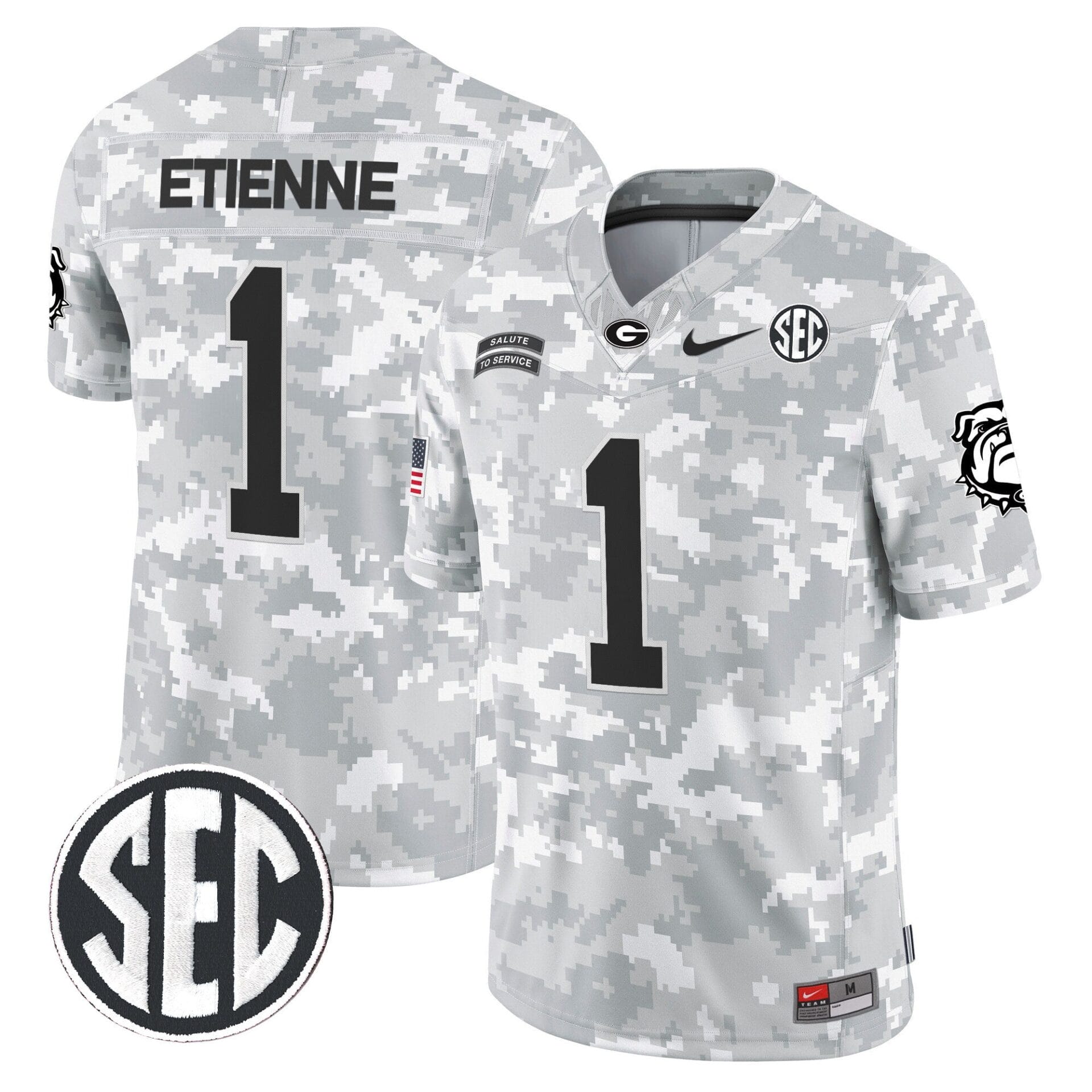 Georgia Bulldogs 2024 Salute to Service Vapor Limited Jersey - Arctic Camo - All Stitched - Image 6