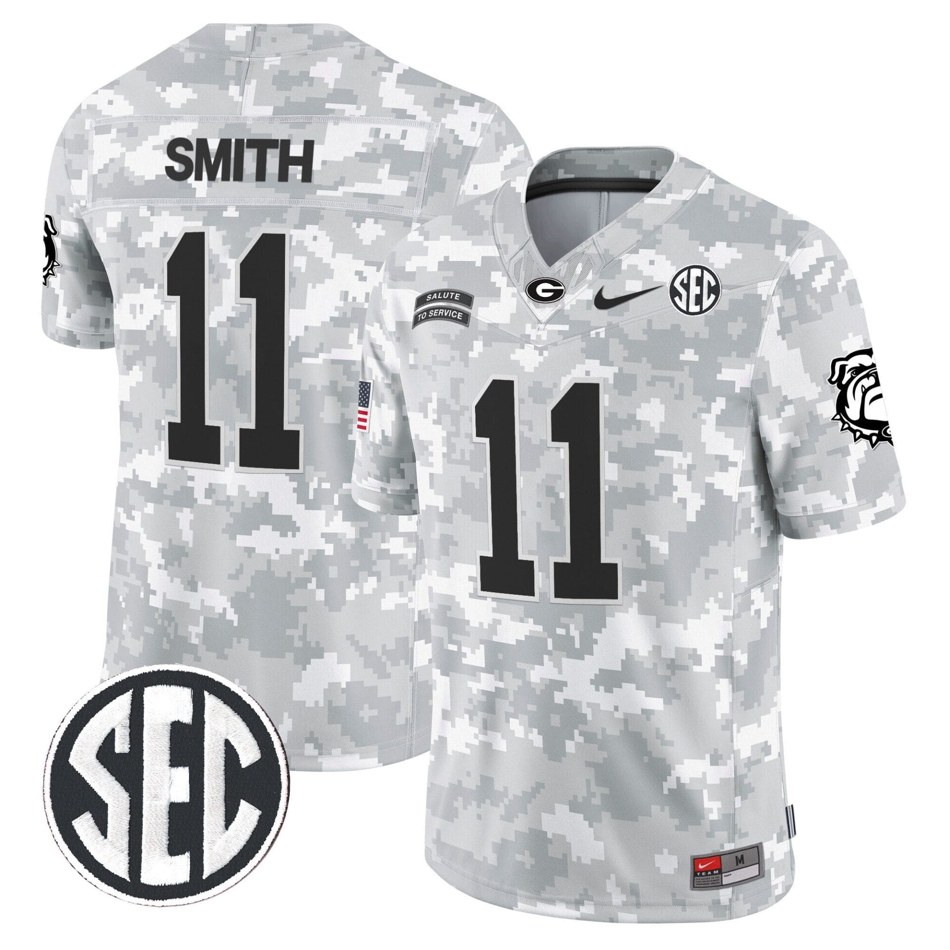 Georgia Bulldogs 2024 Salute to Service Vapor Limited Jersey - Arctic Camo - All Stitched - Image 3